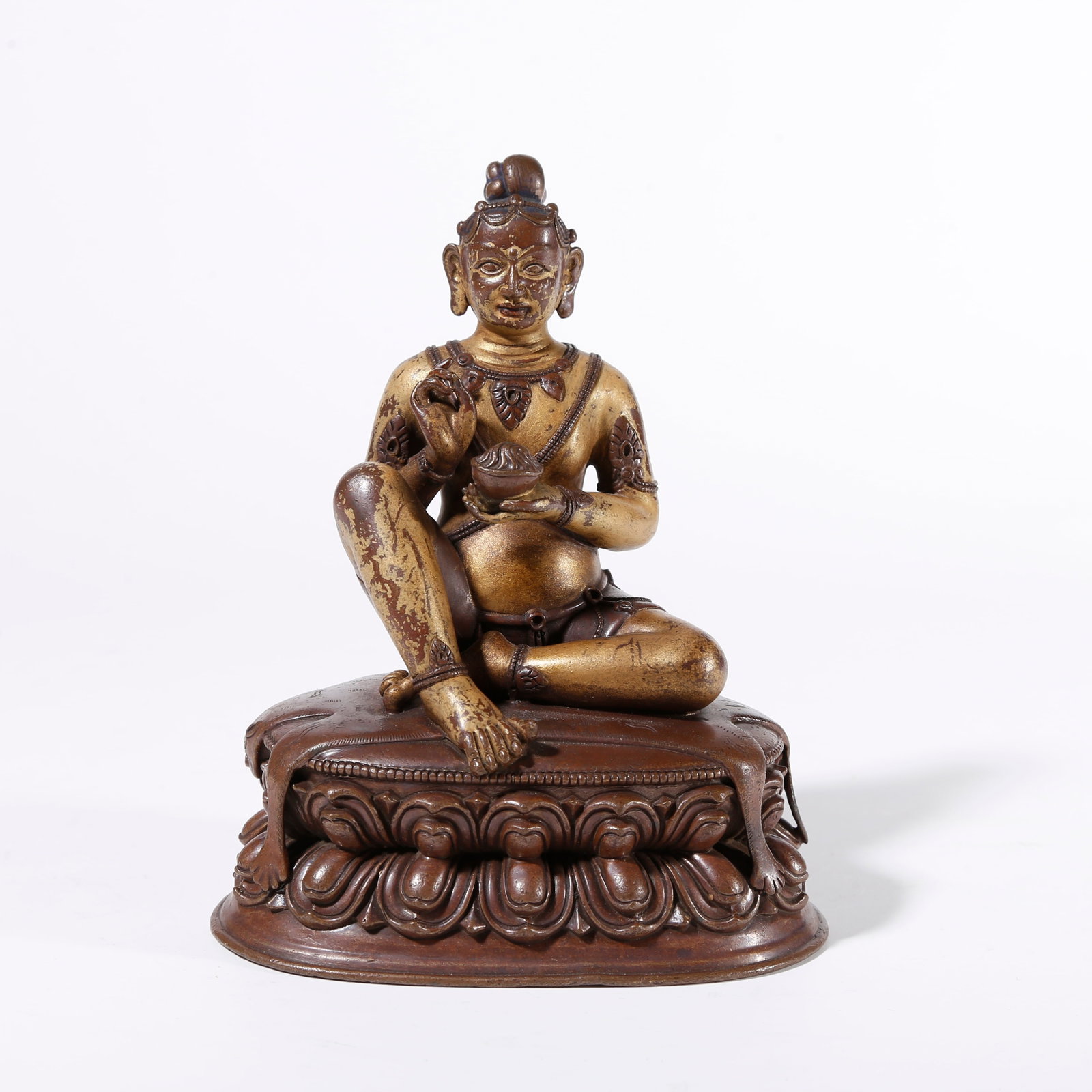 A GILT BRONZE STATUE OF MAHASIDDHA: Gilt Bronze Statue of Mahasiddha