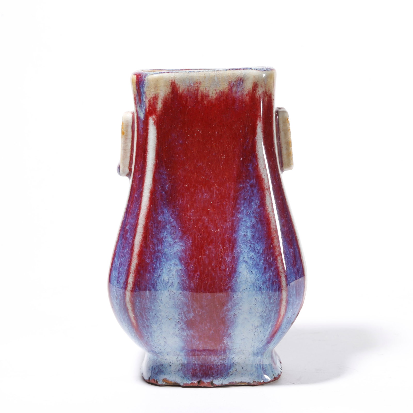 A FLAMBE GLAZE VASE WITH PIERCED EARS (1 of 9)