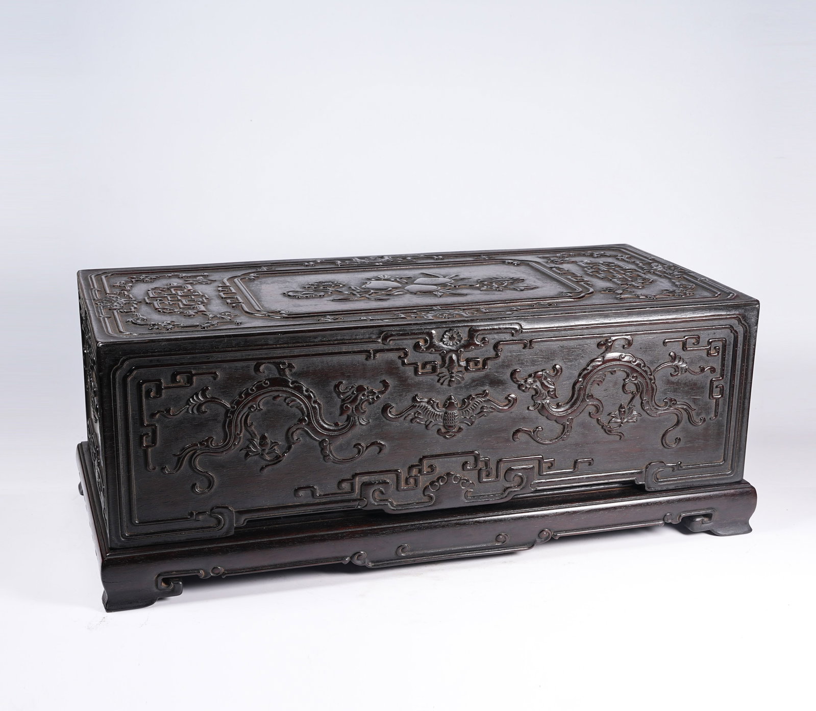 A ZITAN WOOD LIDDED BOX WITH KUI DRAGON PATTERN (1 of 10)
