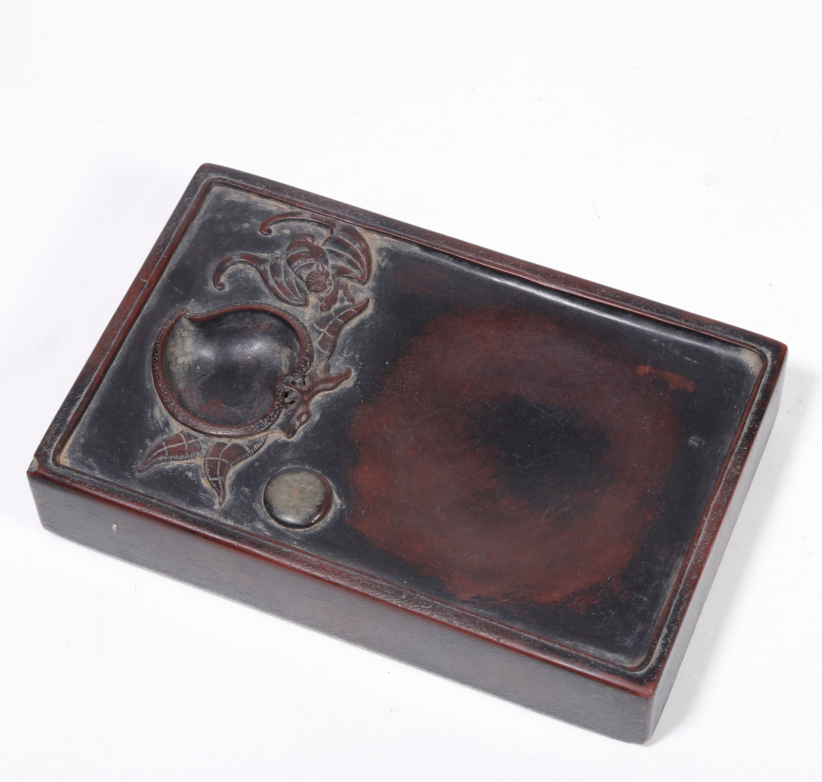 A STONE INK SLAB WITH PEACH PATTERNS: Stone Ink Slab with Peach Patterns