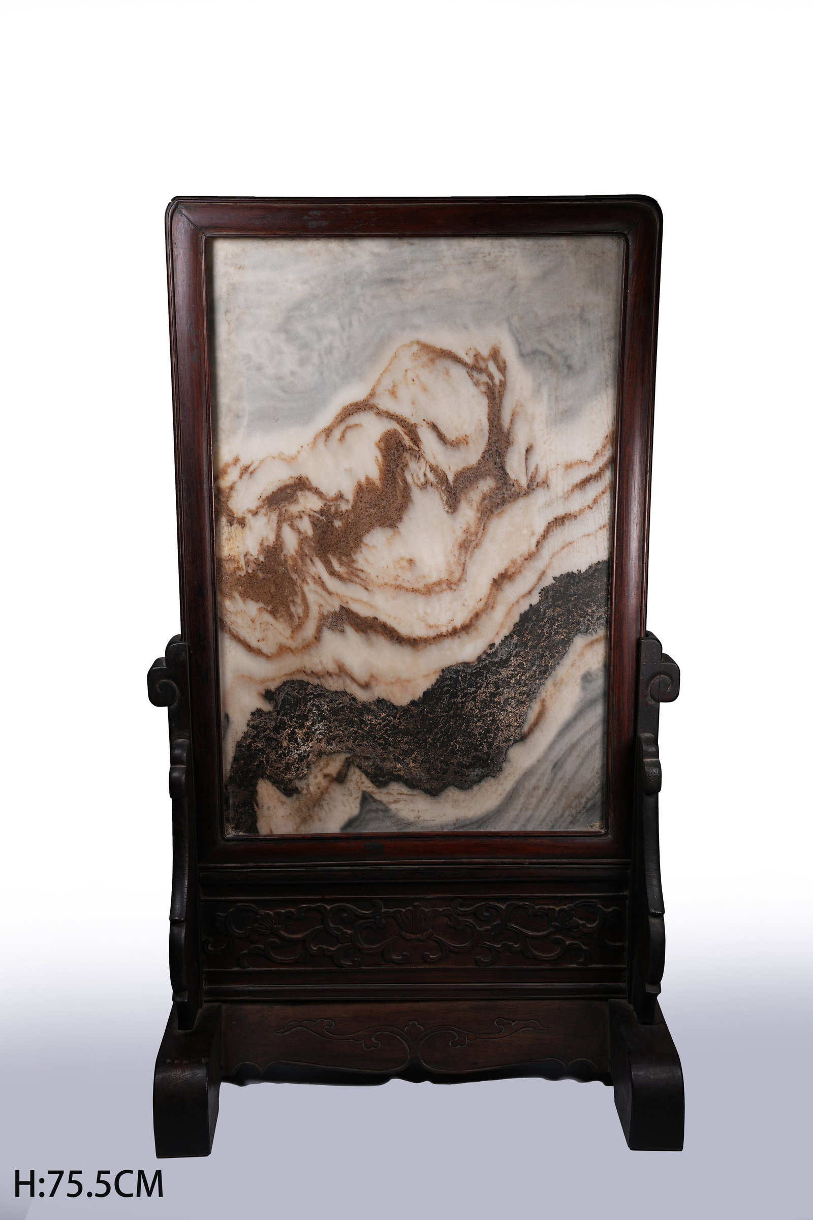 A HUANGHUALI WOOD TABLE SCREEN INLAID WITH MARBLE (1 of 9)