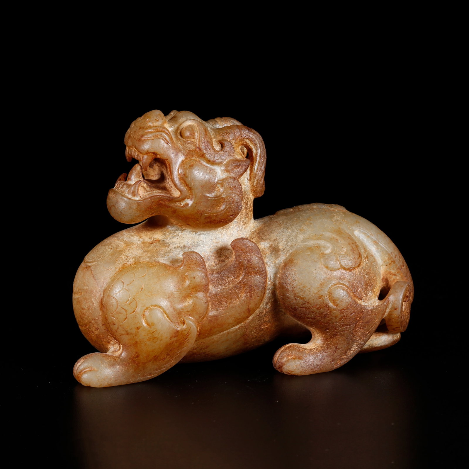 A HETIAN JADE PIG DRAGON: Hetian Jade Pig Dragon