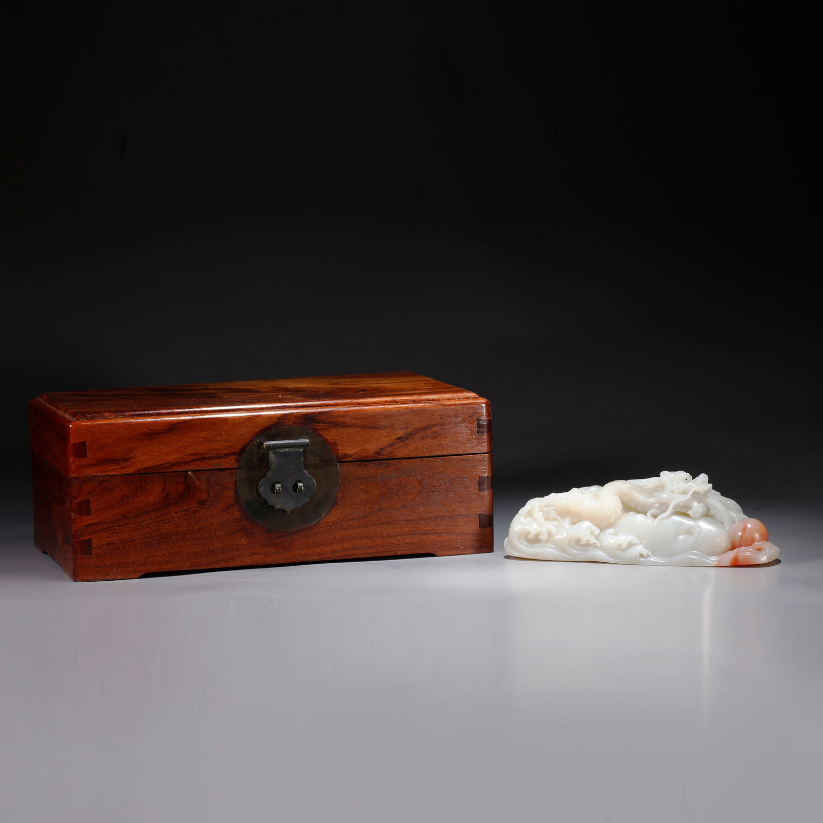 A ORNAMENT CARVED WITH CHILONG DRAGON PATTERN FROM SHOUSHAN STONE: Ornament Carved with Chilong Dragon Pattern from Shoushan Stone
