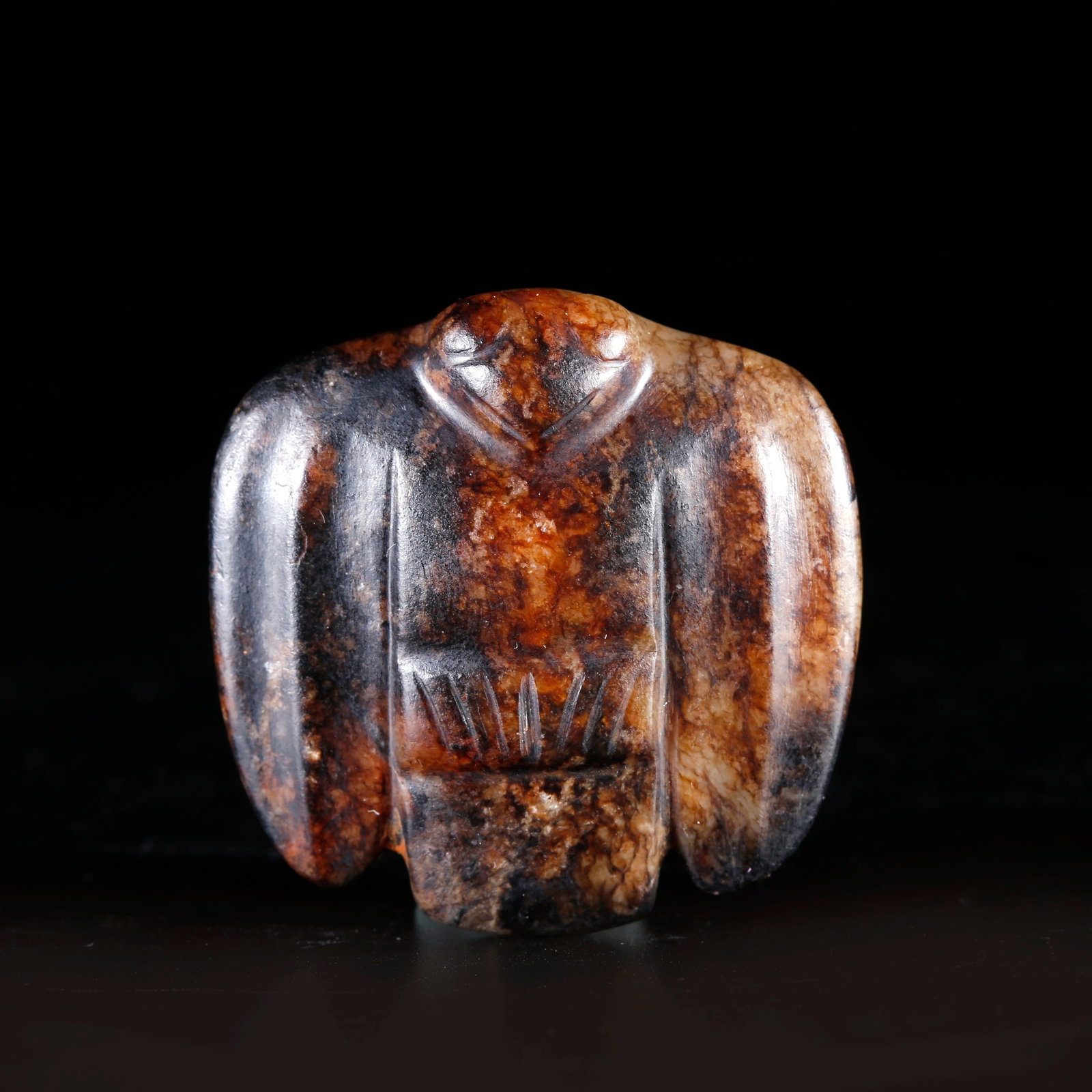 A HETIAN JADE OWL ORNAMENT: Hetian Jade Owl Ornament