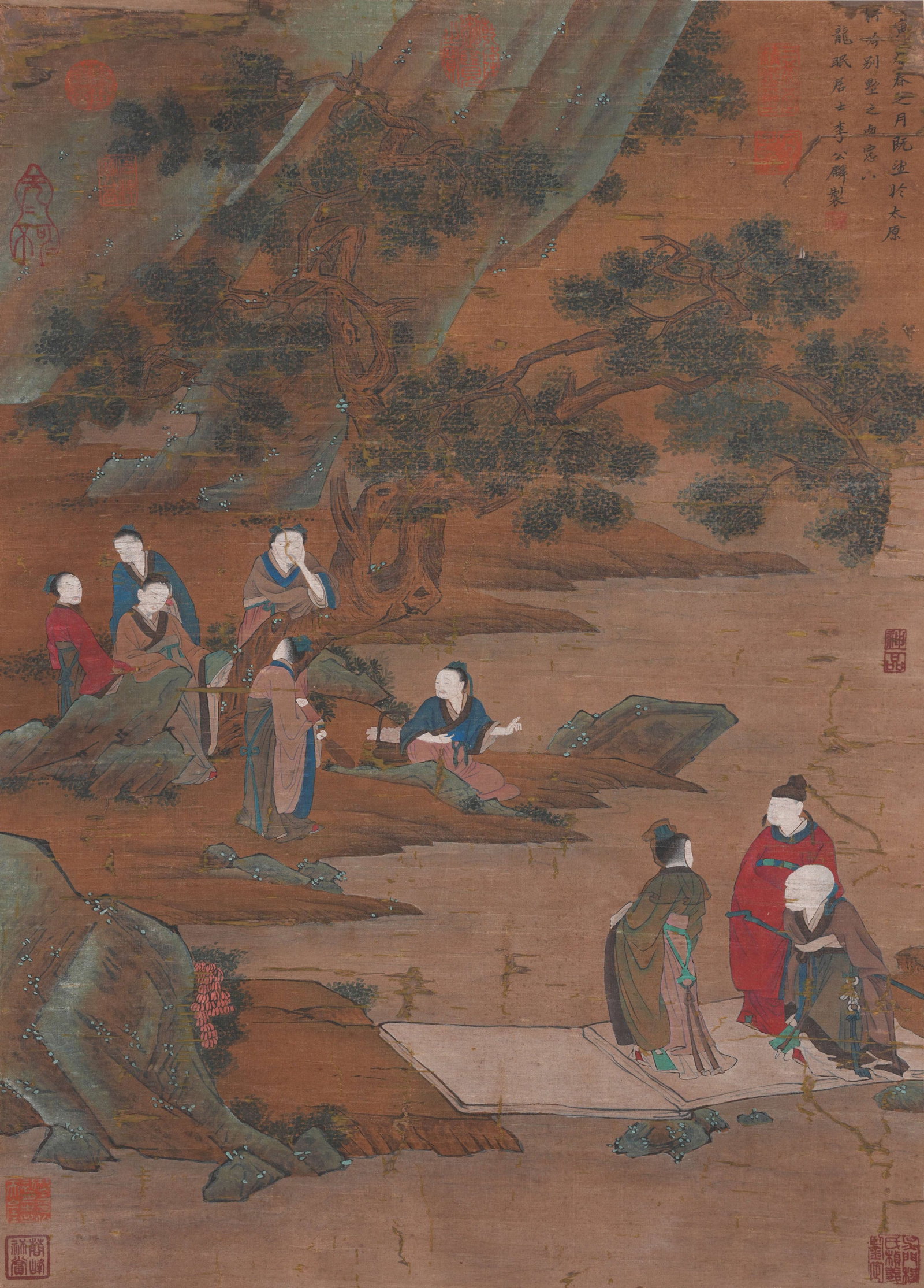 A FIGURE PAINTING ON SILK BY LI GONGLIN.李公麟: Figure Painting on Silk by Li Gonglin.李公麟
