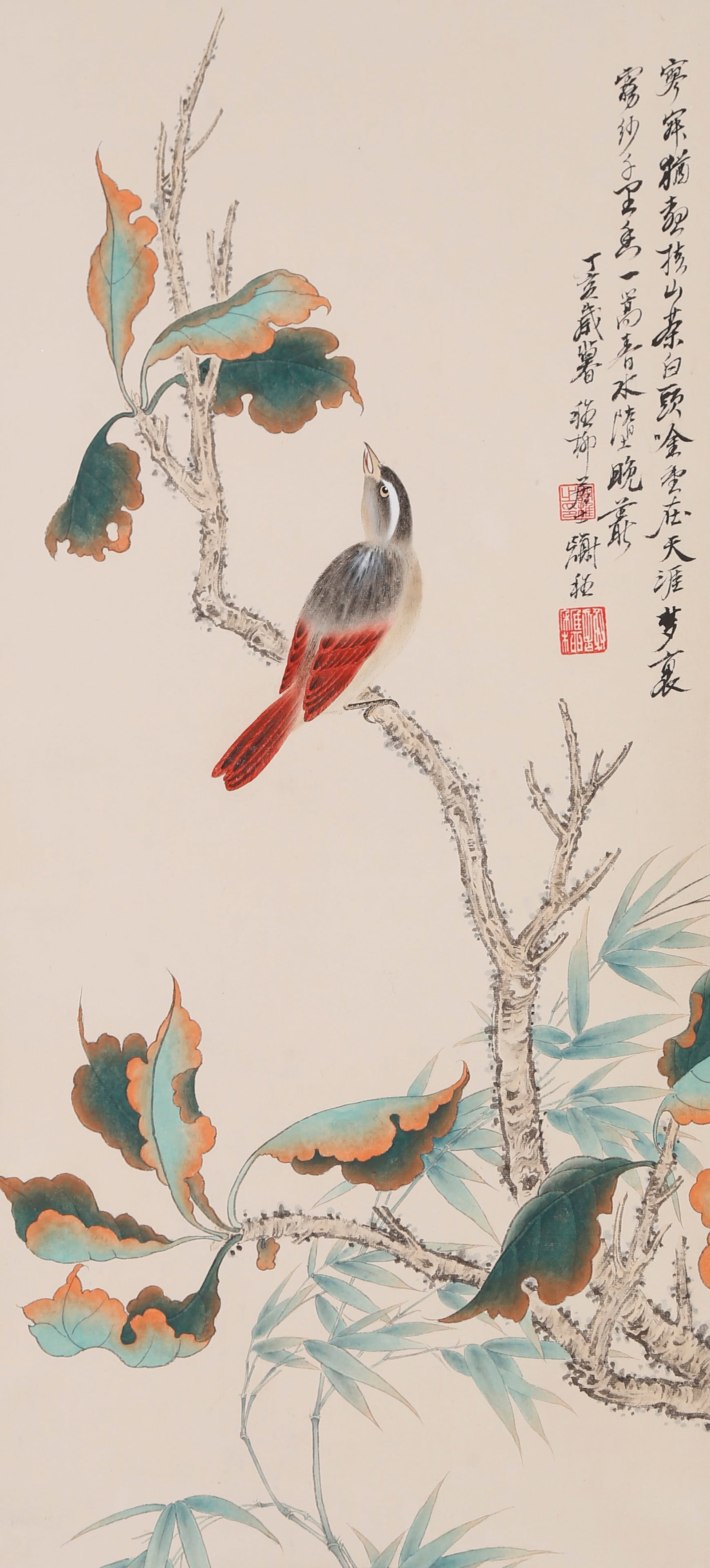 A FLOWER AND BIRD PAINTING ON PAPER BY XIE ZHILIU.謝稚柳: Flower and Bird Painting on Paper by Xie Zhiliu.謝稚柳