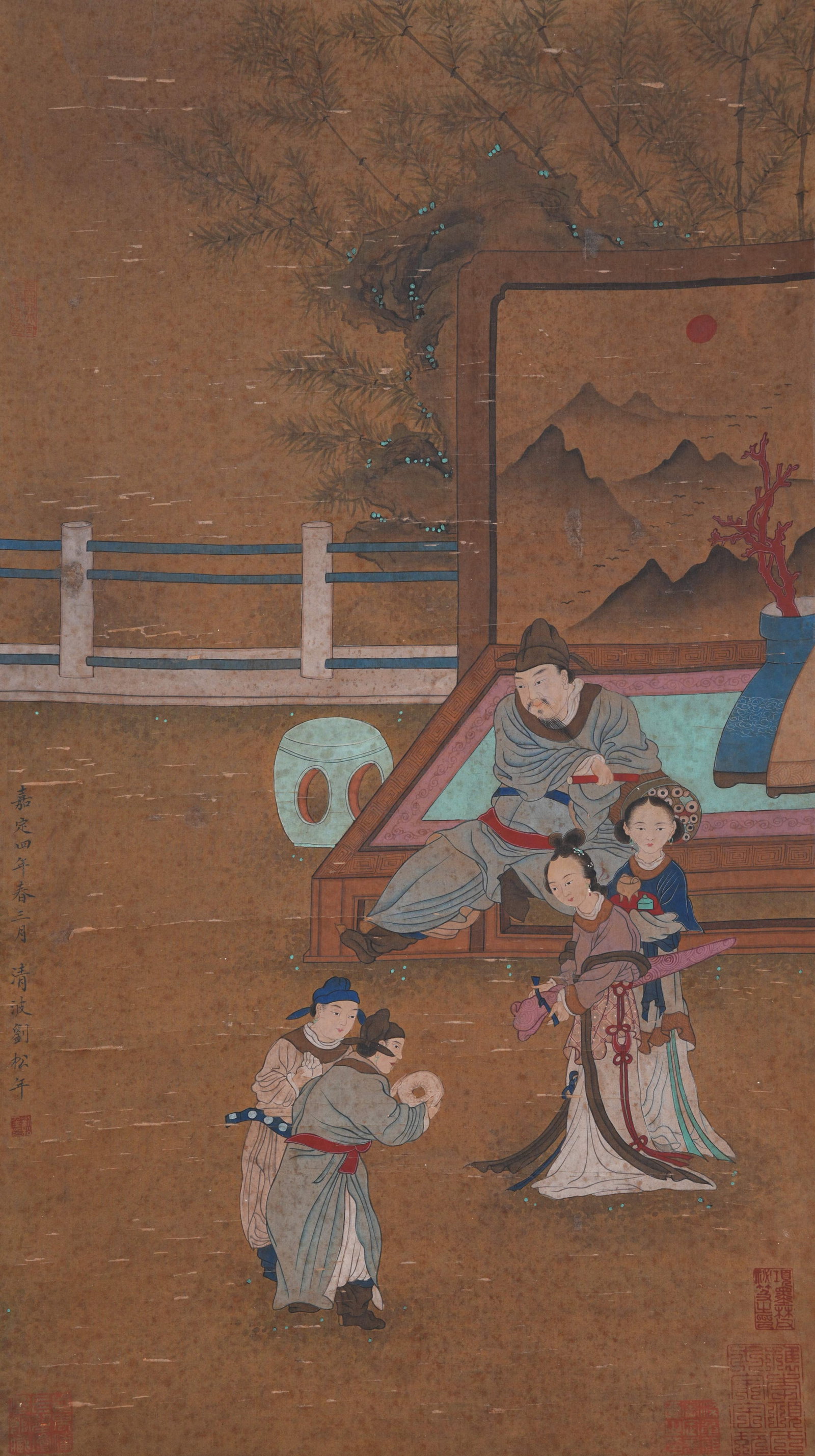 A FIGURE PAINTING ON SILK BY LIU SONGNIAN.劉松年: Figure Painting on Silk by Liu Songnian.劉松年