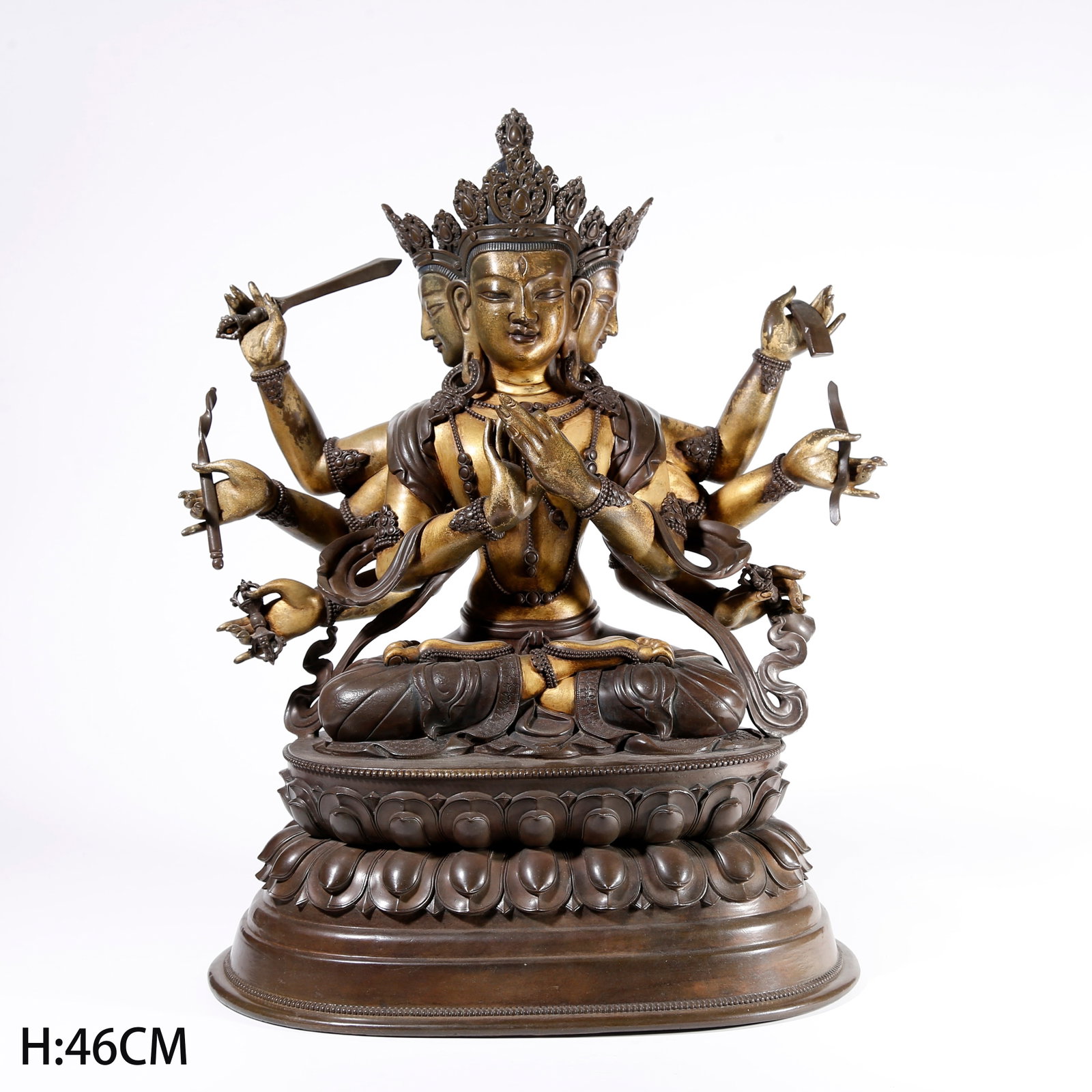 A GILT BRONZE CUNDI STATUE: Gilt Bronze Cundi Statue