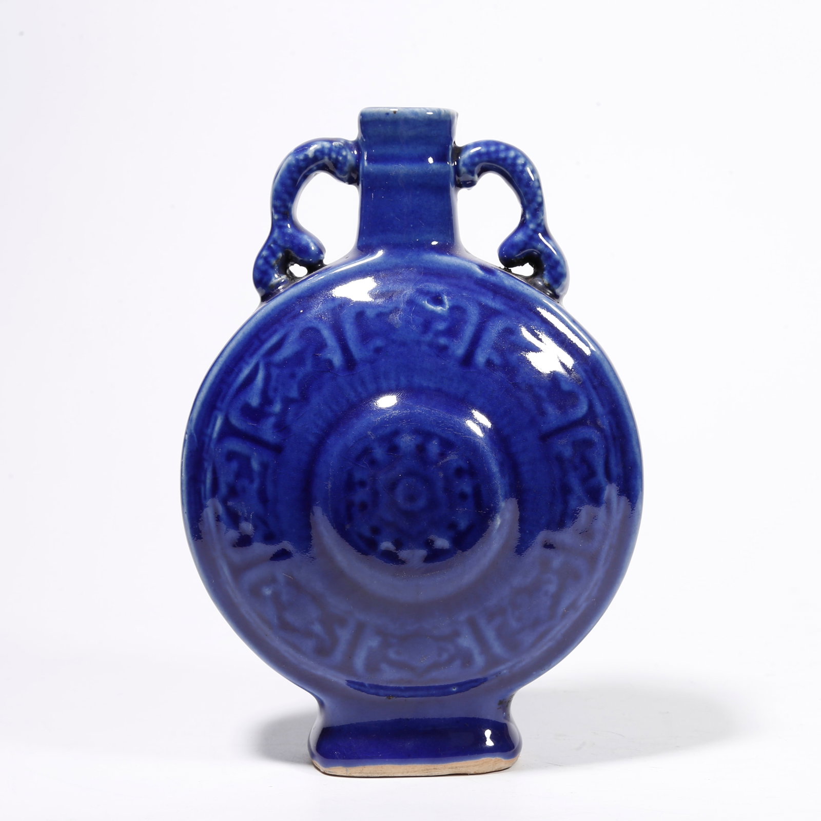 A BLUE GLAZE MOONFLASK: Blue Glaze Moonflask