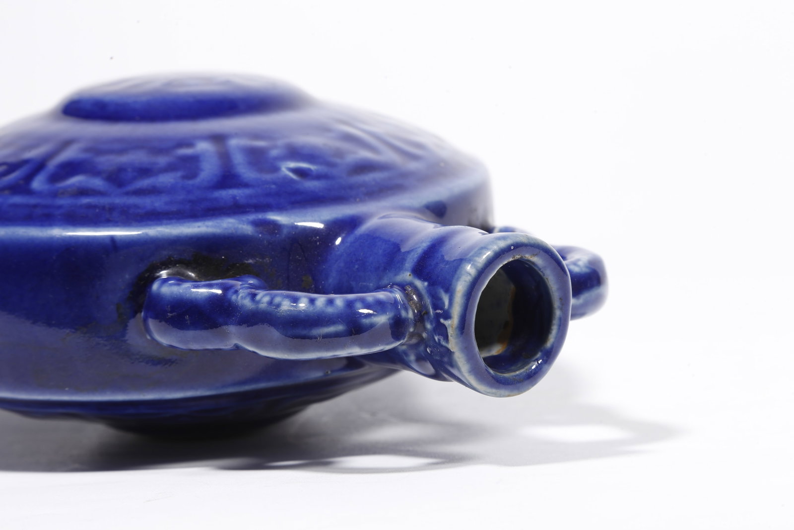 A BLUE GLAZE MOONFLASK - 8