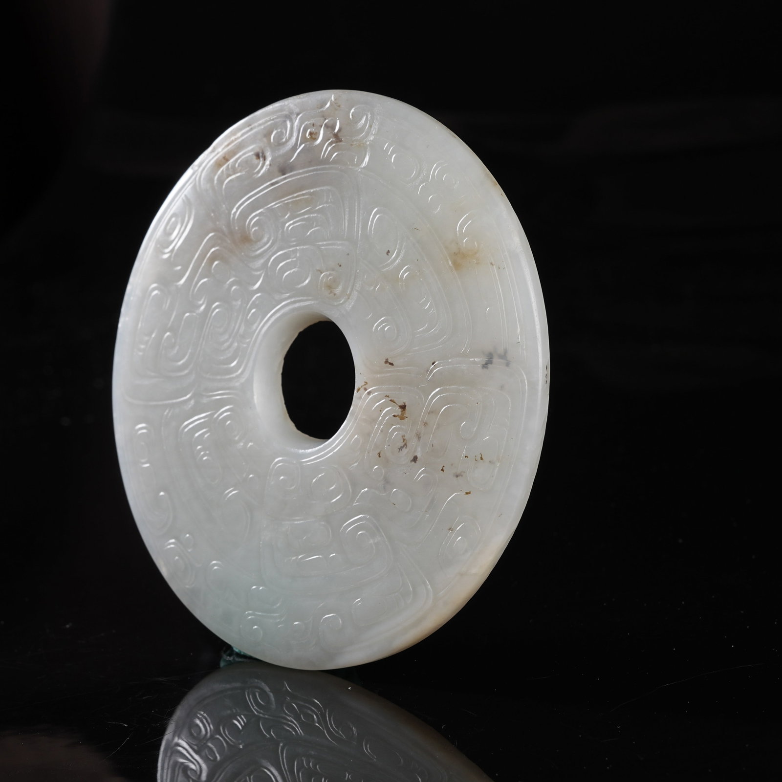 A NEPHRITE BI DISC WITH PHOENIX PATTERN - 6