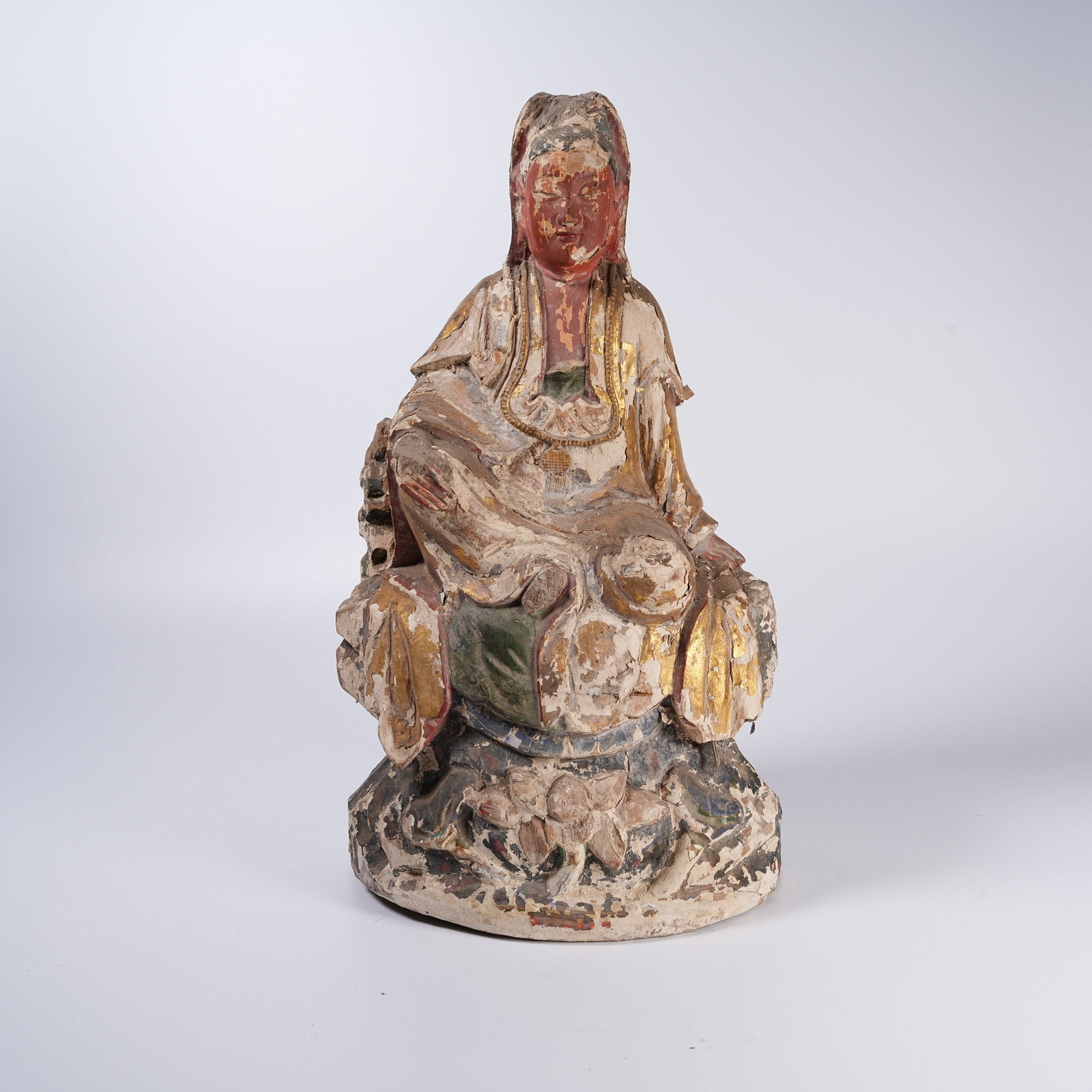 A PAINTED WOOD GUANYIN STATUE (1 of 9)