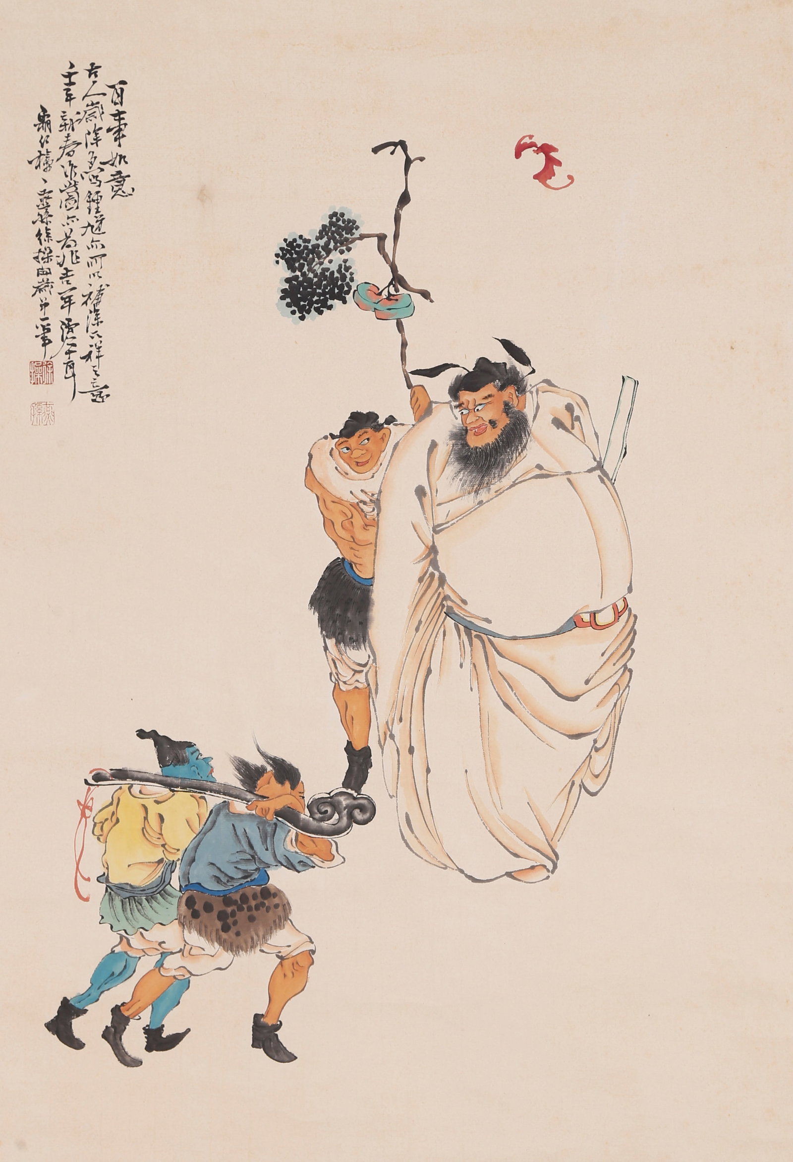 A ZHONG KUI PAINTING ON PAPER BY XU CAO.徐操: Zhong Kui Painting on Paper by Xu Cao.徐操