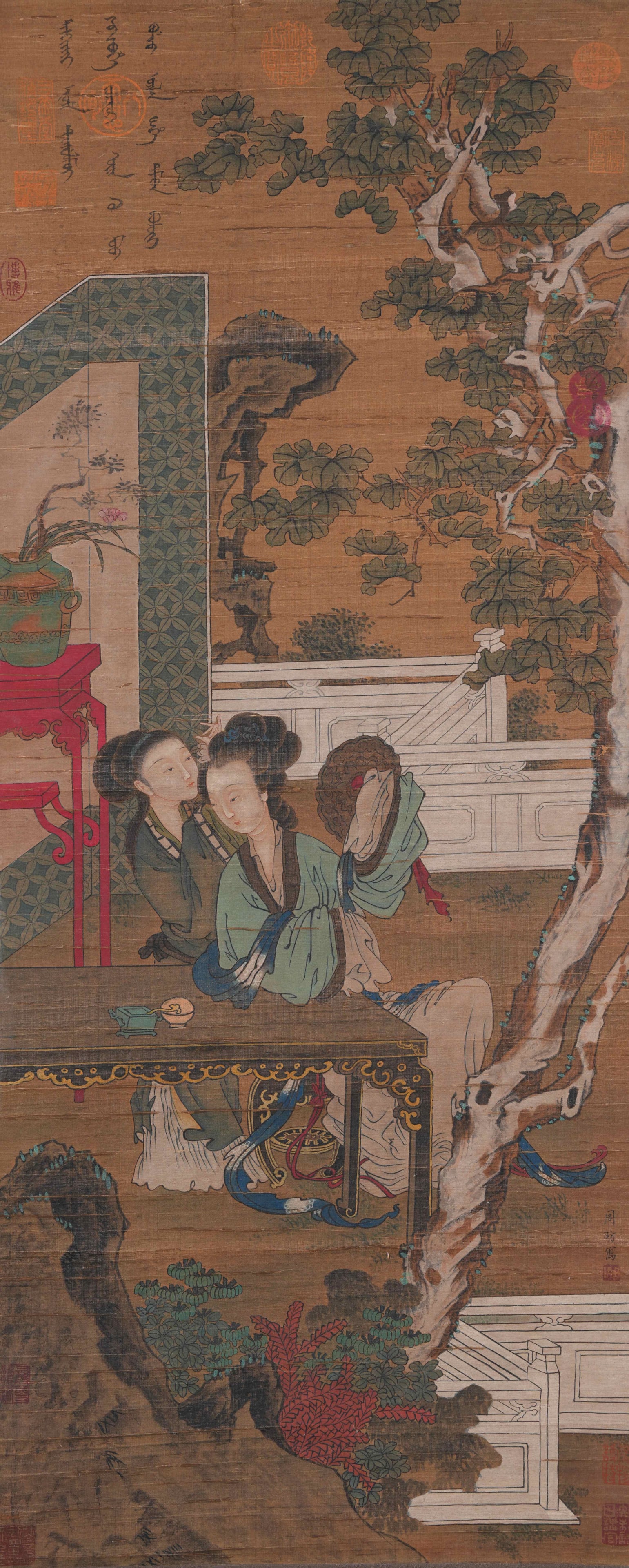 A BEAUTY PAINTING ON SILK BY ZHOU FANG.周昉 (1 of 10)
