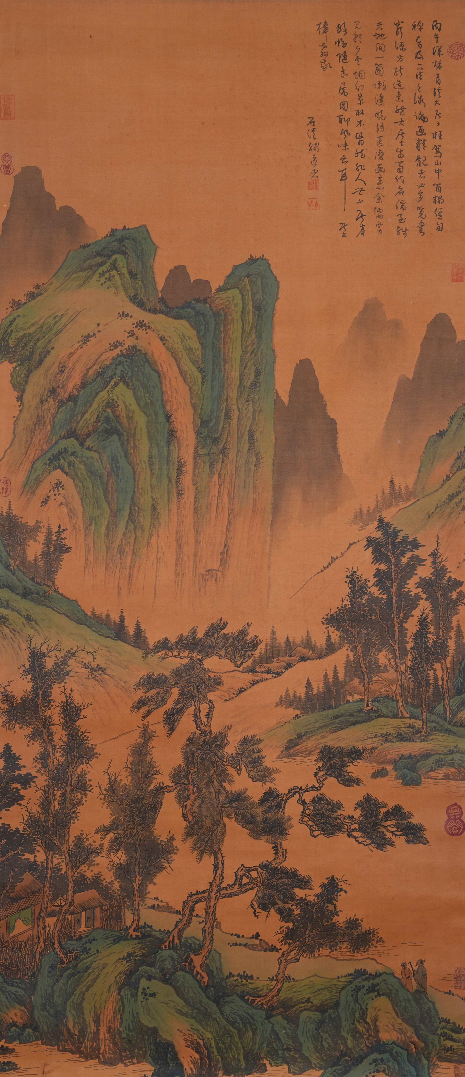 A LANDSCAPE PAINTING ON SILK BY SHIXI.石溪: Landscape Painting on Silk by Shixi.石溪