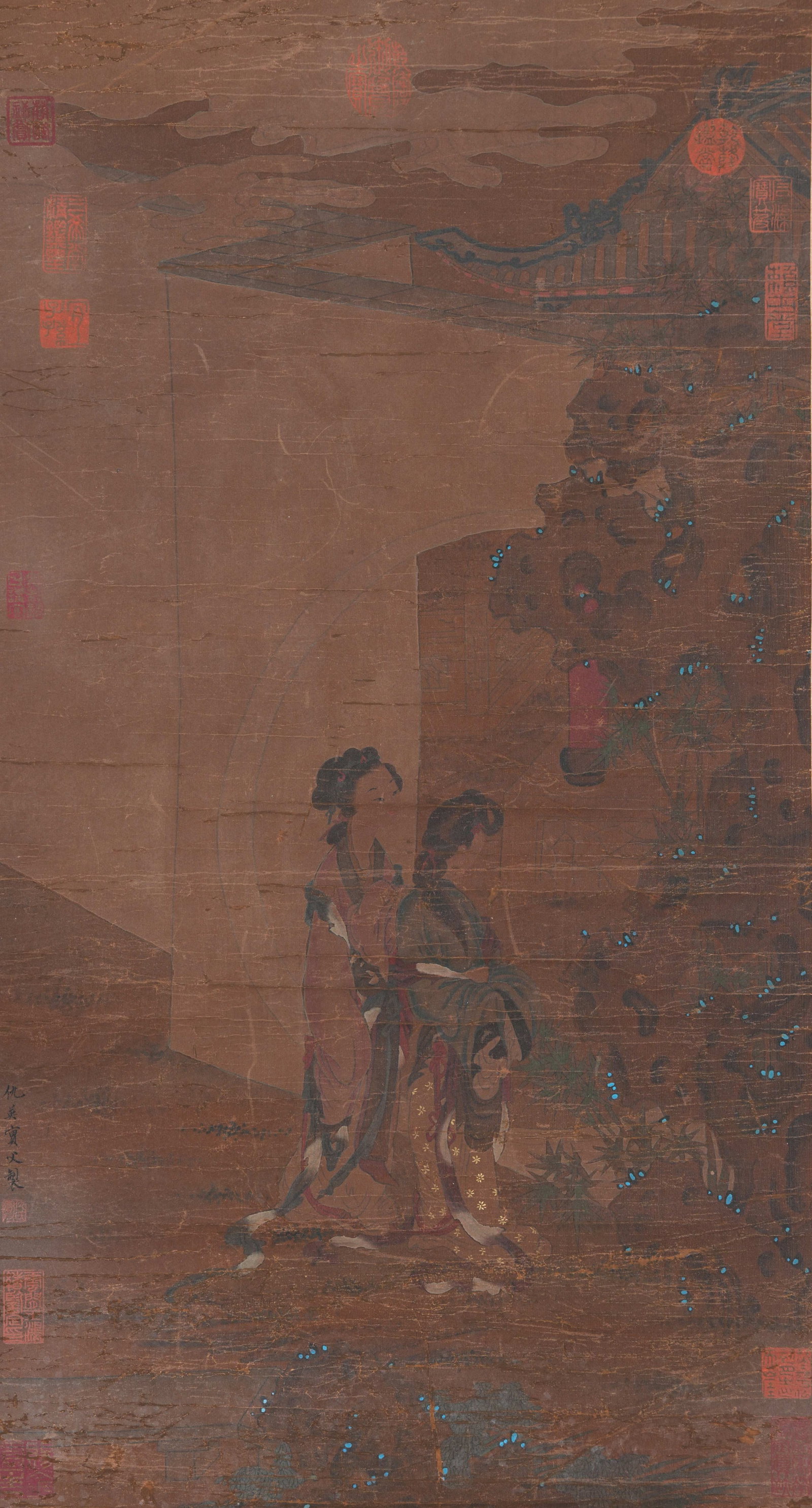 A BEAUTY PAINTING ON SILK BY QIU YING.仇英: Beauty Painting on Silk by Qiu Ying.仇英