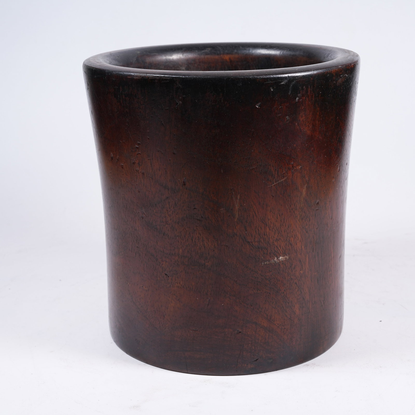A HUANGHUALI WOOD BRUSH POT: Huanghuali Wood Brush Pot