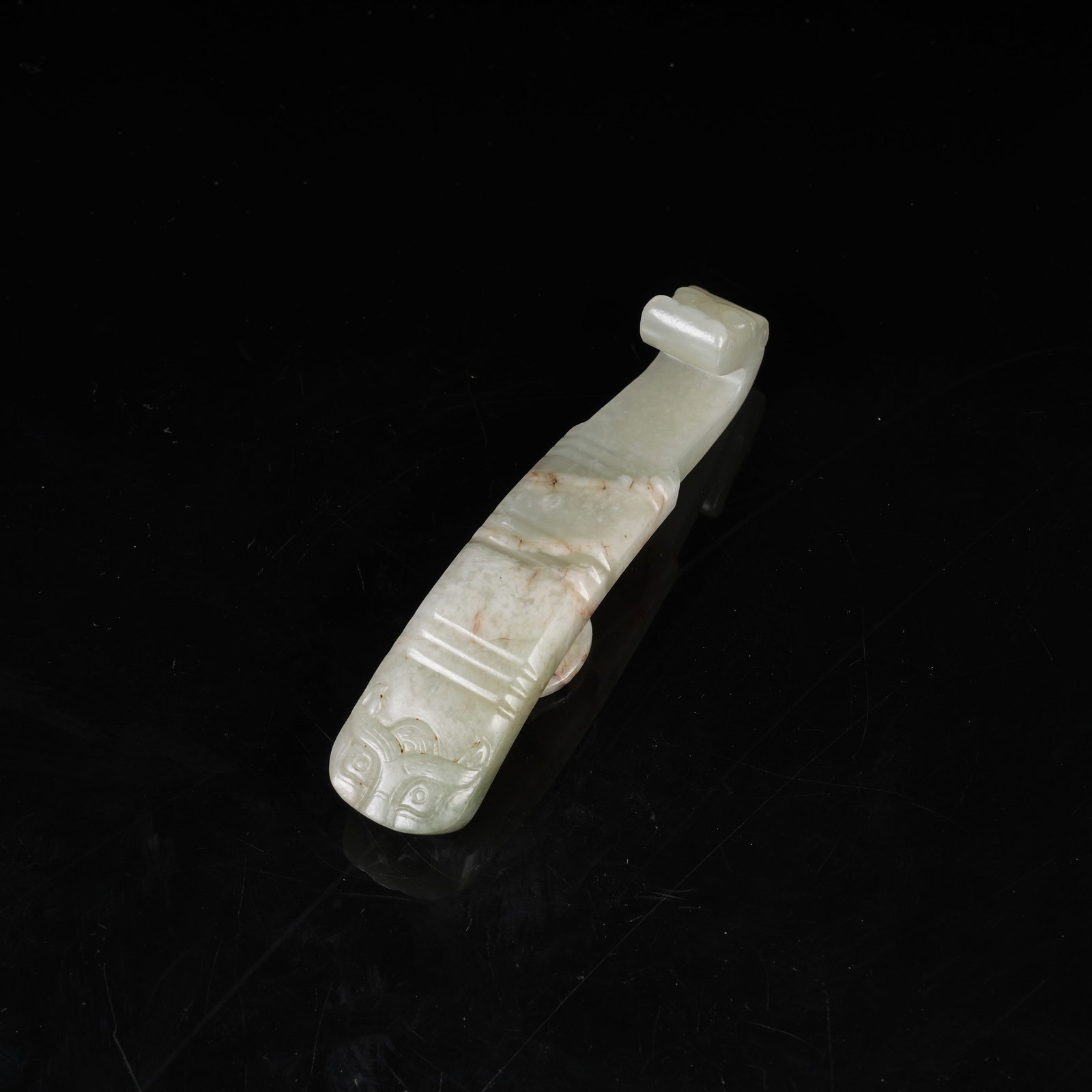 A ARCHAIC JADE DRAGON BELT HOOK: Archaic Jade Dragon Belt Hook