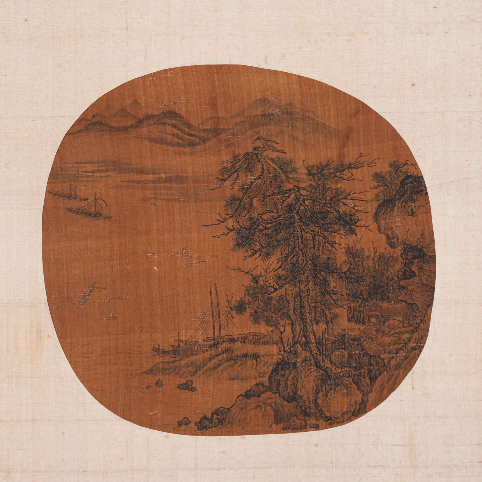 A UNMOUNTED LANDSCAPE PAINTING ON SILK BY MA YUAN.馬遠 (1 of 8)