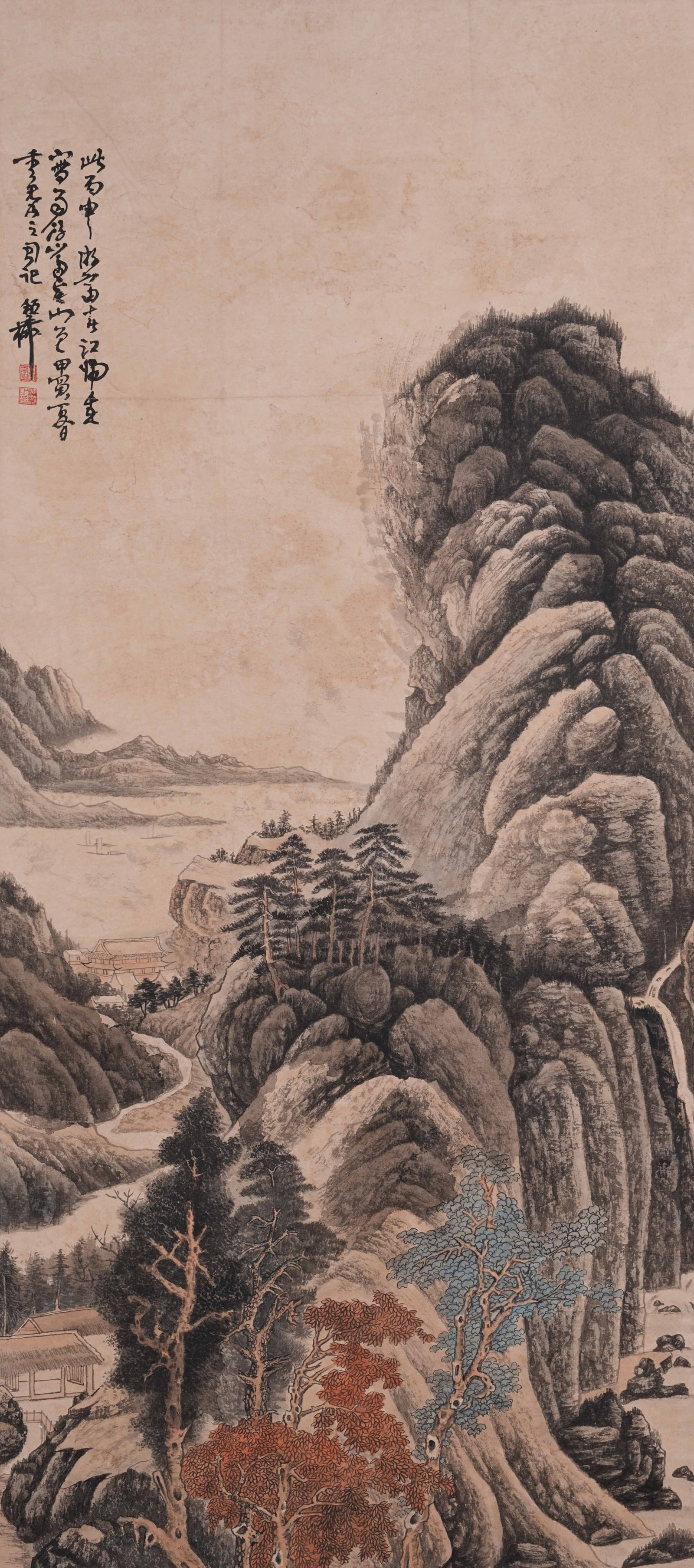 A LANDSCAPE PAINTING ON PAPER BY XIE ZHILIU.謝稚柳: Landscape Painting on Paper by Xie Zhiliu.謝稚柳