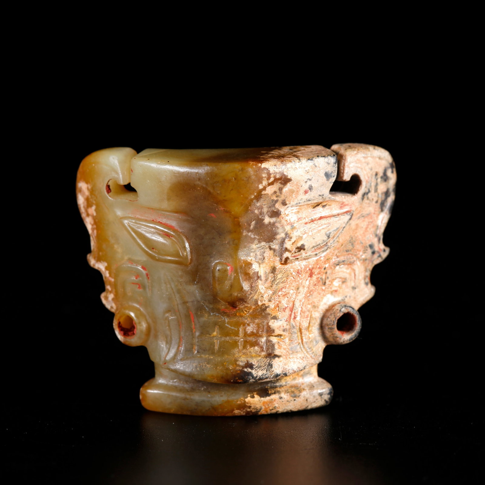 A ANCIENT JADE DIVINE HUMAN FACE PENDANT (1 of 10)
