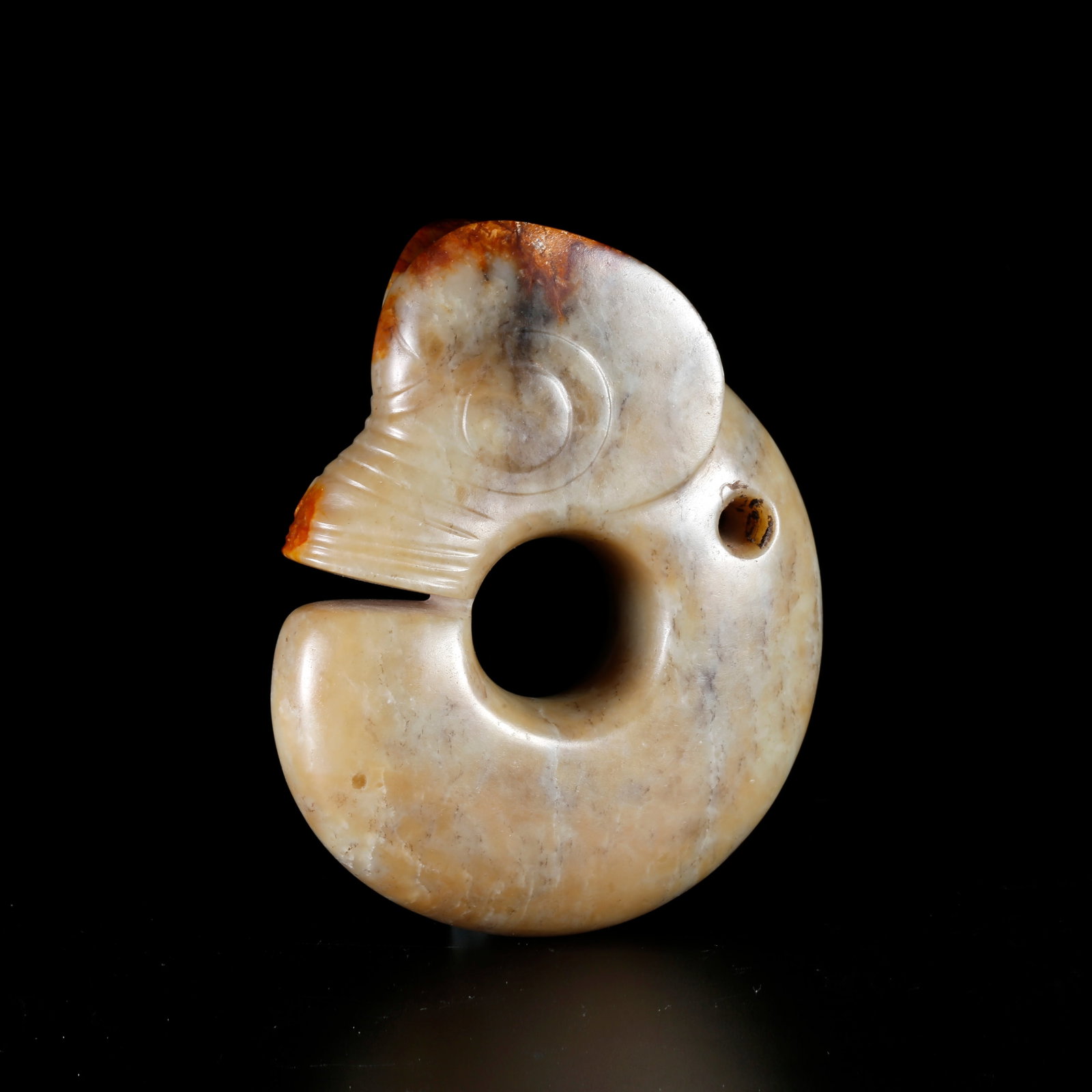 A ANCIENT JADE PIG-DRAGON: Ancient Jade Pig-dragon