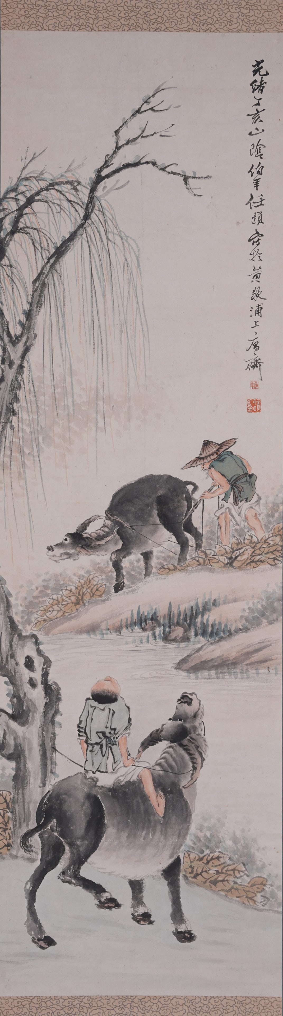 A FIGURE PAINTING ON PAPER BY REN BONIAN.任伯年: Figure Painting on Paper by Ren Bonian.任伯年