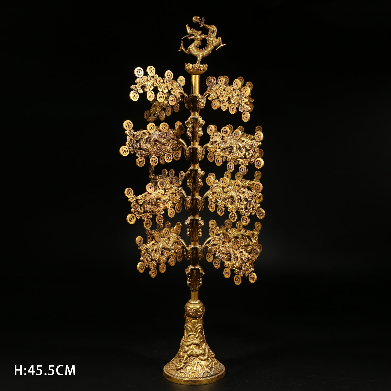 A GILT BRONZE DRAGON TREE (1 of 9)