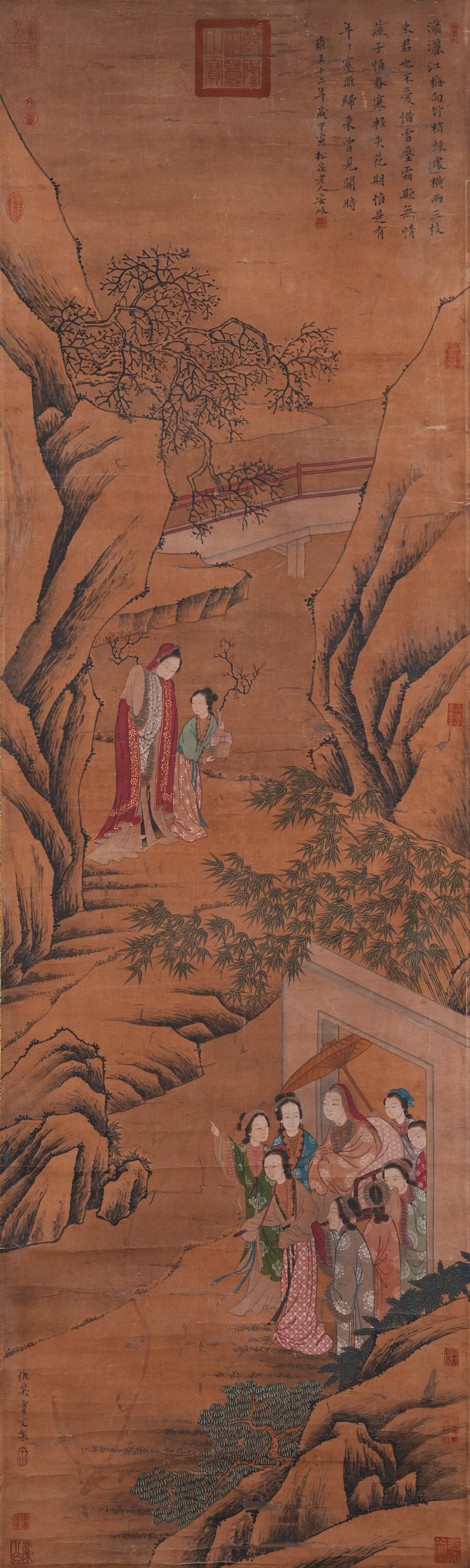A FIGURE PAINTING ON SILK BY QIU YING.仇英: Figure Painting on Silk by Qiu Ying.仇英