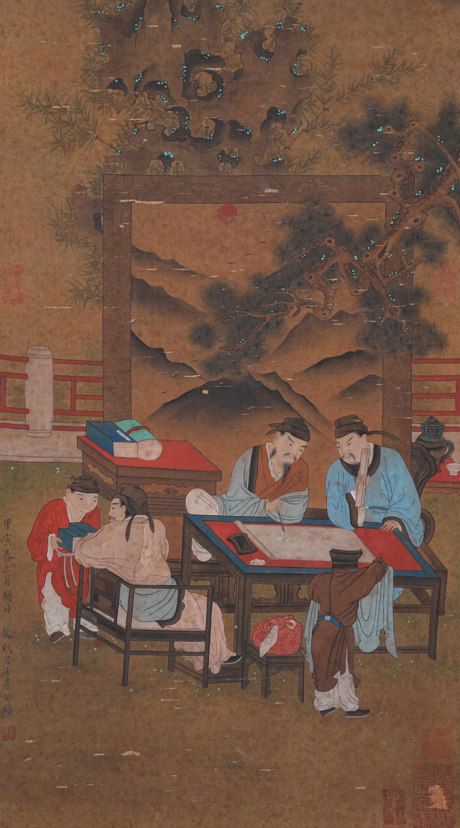 A FIGURE PAINTING ON SILK BY LI GONGLIN.李公麟: Figure Painting on Silk by Li Gonglin.李公麟