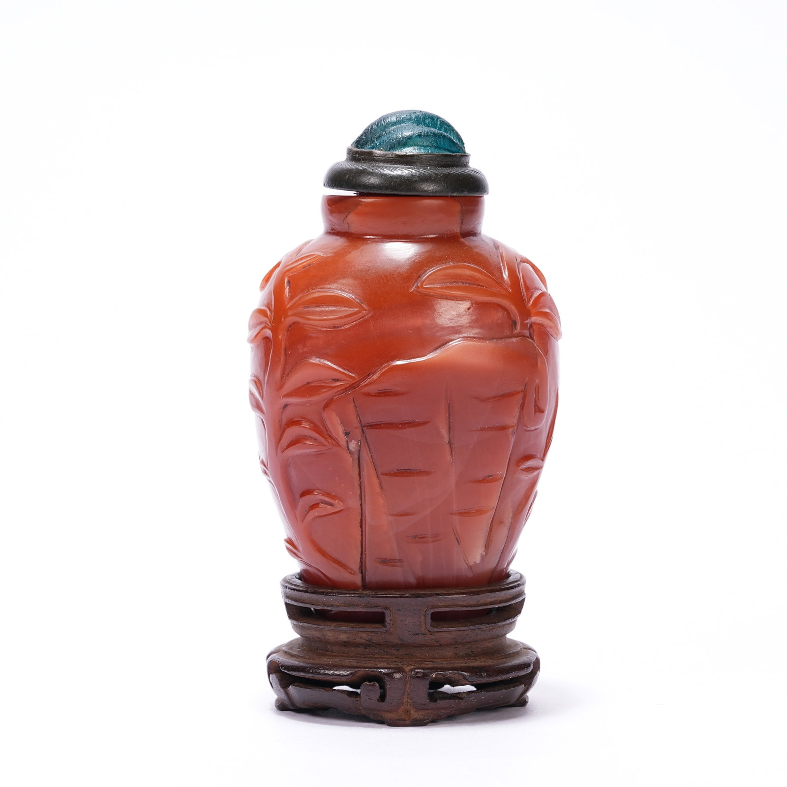A AGATE SNUFF BOTTLE WITH PHOENIX PATTERN - 4
