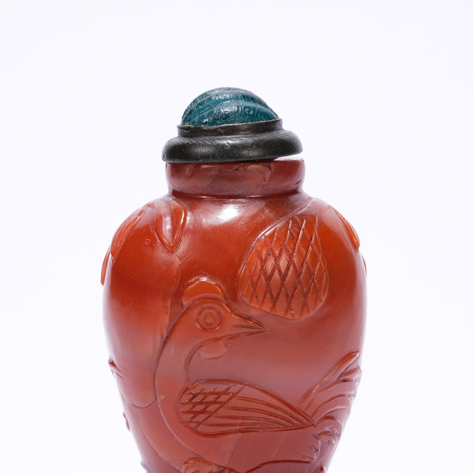 A AGATE SNUFF BOTTLE WITH PHOENIX PATTERN - 6
