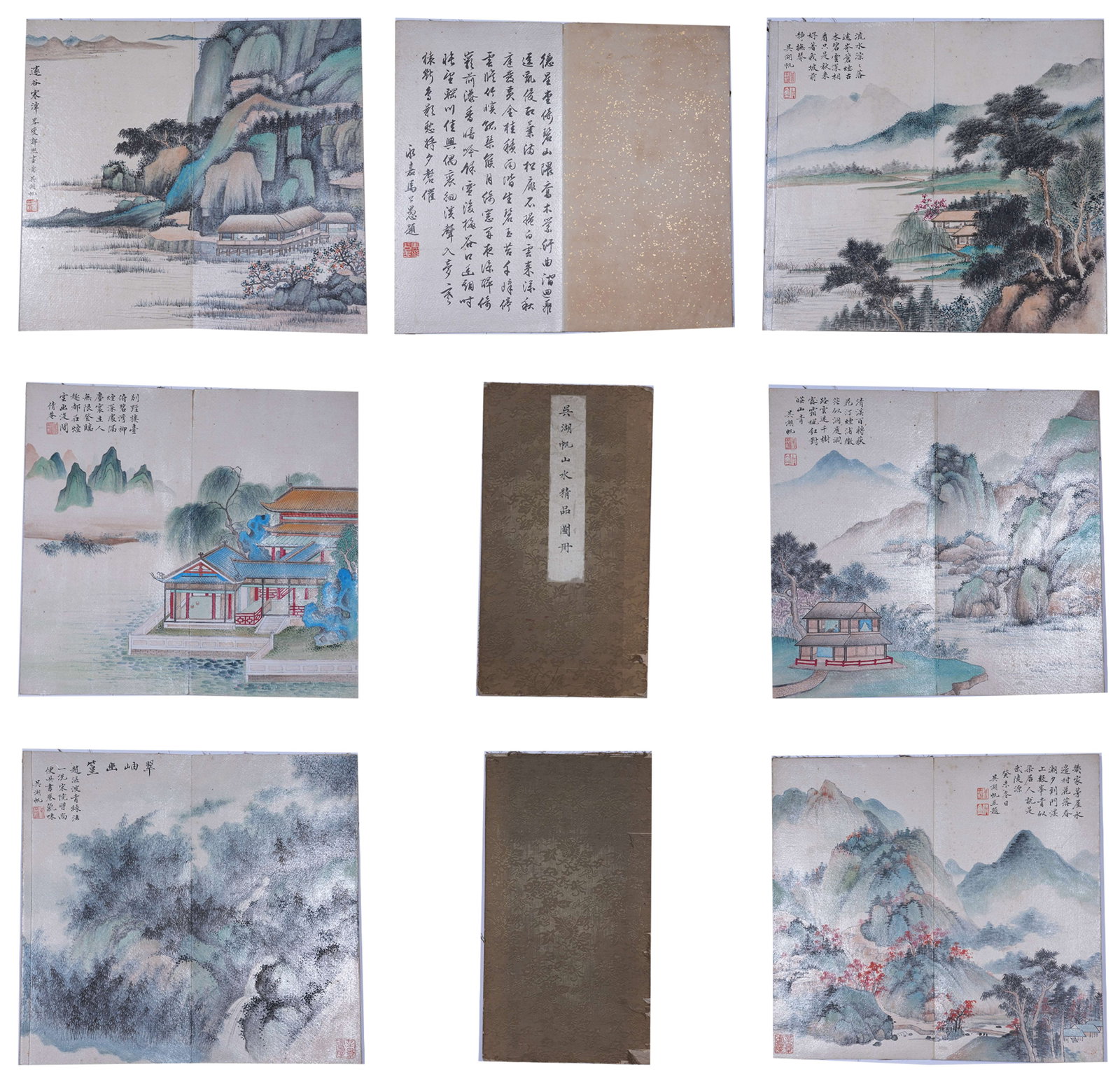 A ALBUM OF LANDSCAPE PAINTINGS ON PAPER BY WU HUFAN (SIX LEAVES).吳湖帆 (1 of 10)