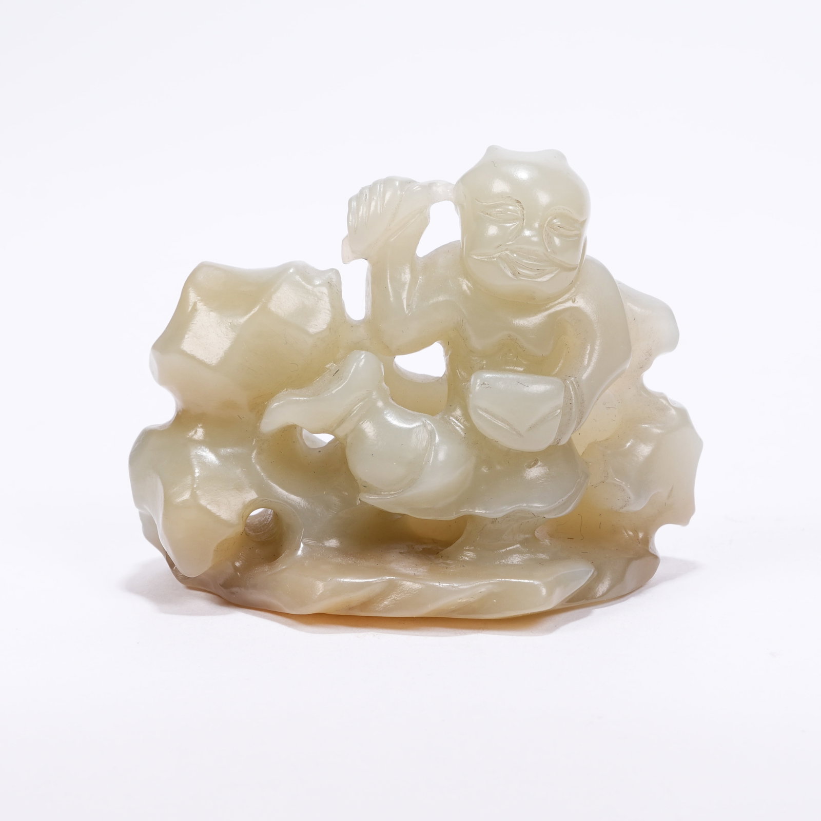 A HETIAN JADE ORNAMENT WITH KUIXING DOTTING DIPPER PATTERN: Hetian Jade Ornament with Kuixing Dotting Dipper Pattern