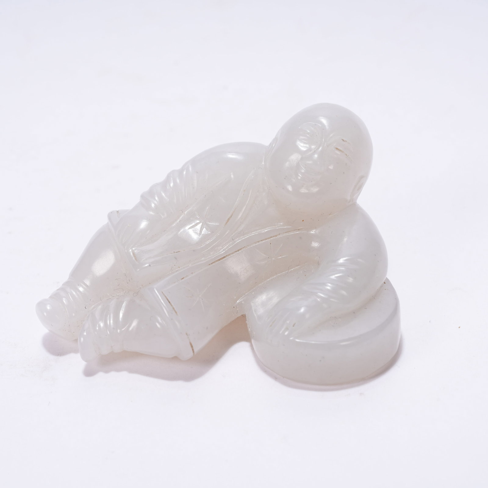 A HETIAN JADE KID ORNAMENT: Hetian Jade Kid Ornament
