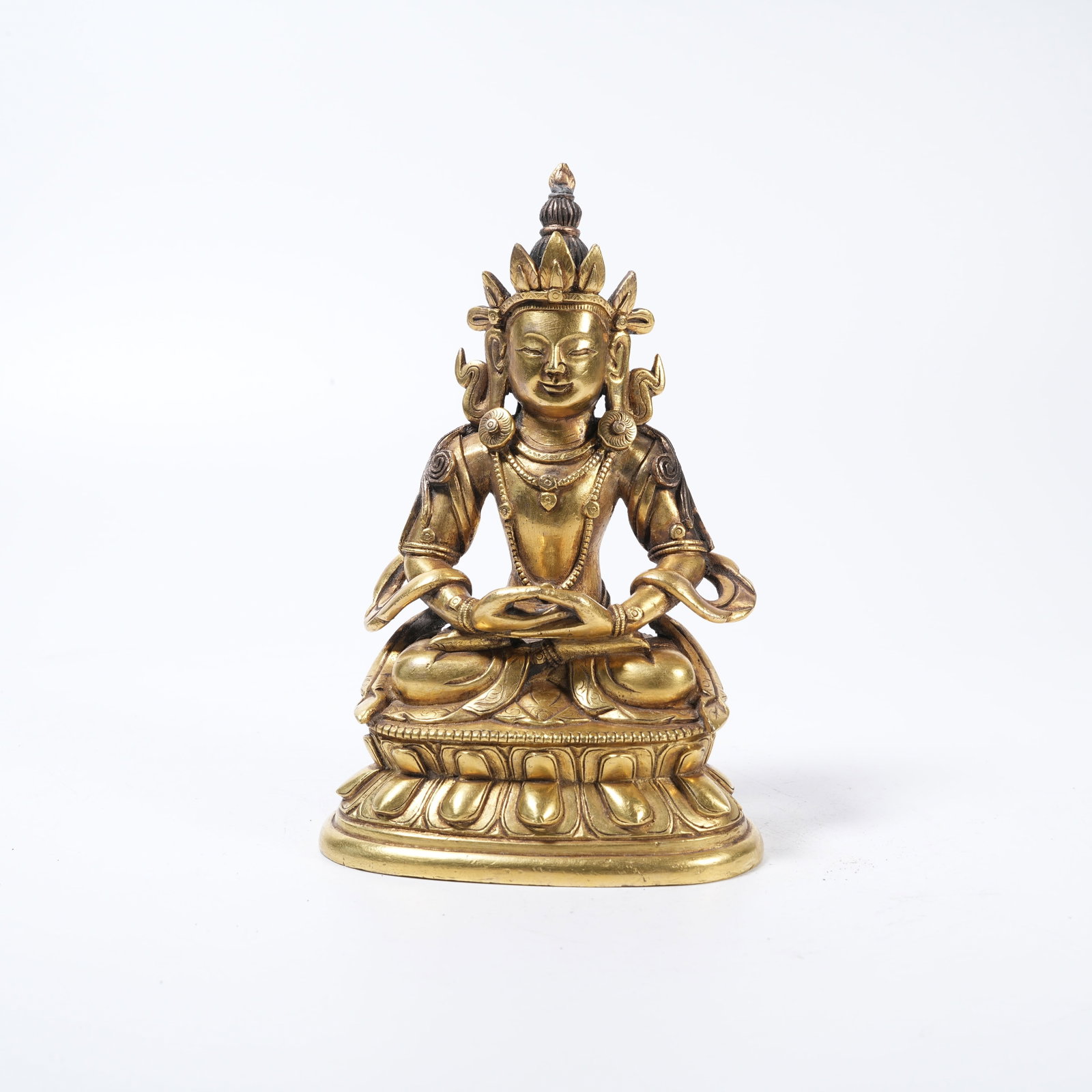 A GILDED BRONZE BODHISATTVA STATUE (1 of 9)