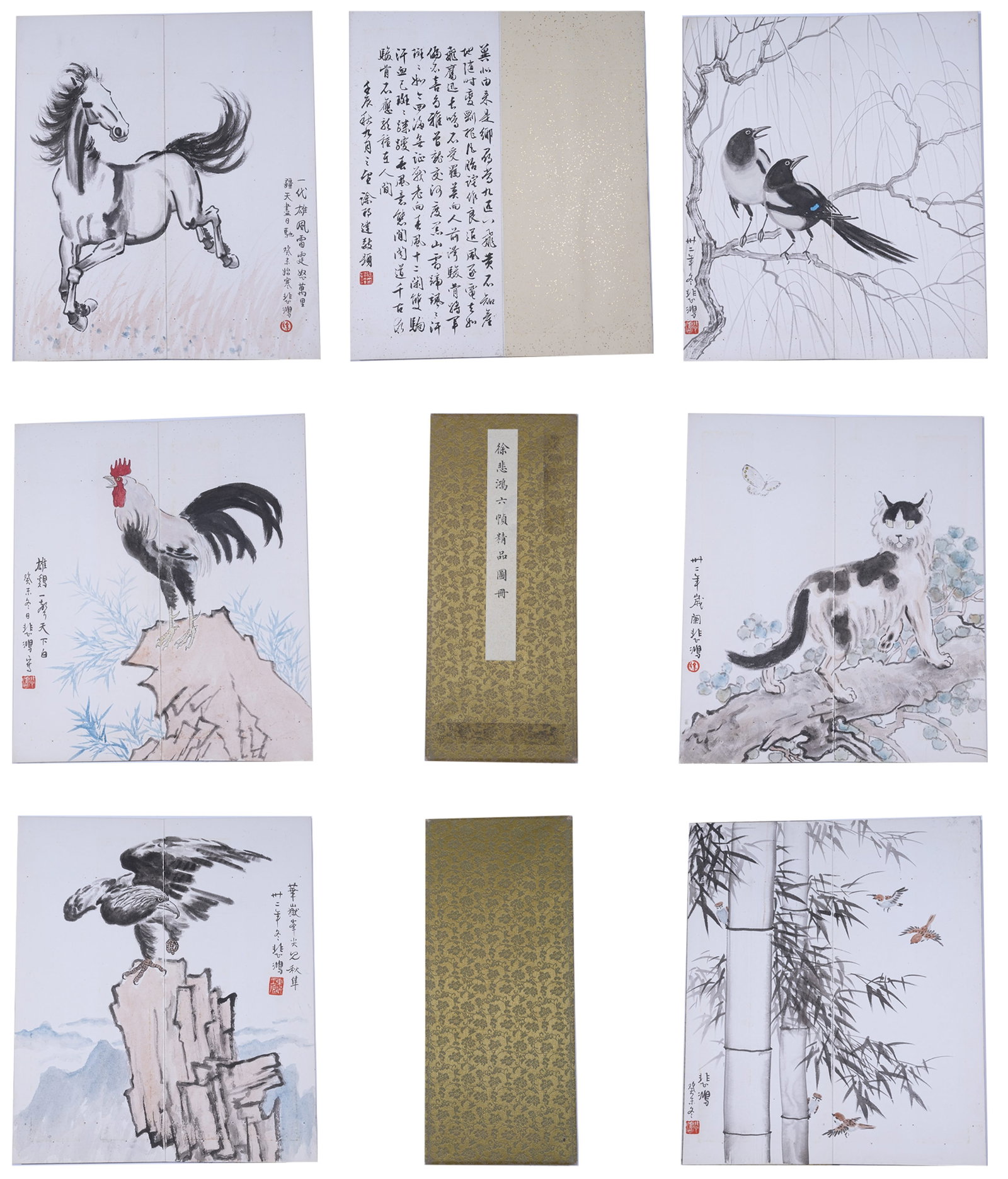 A ALBUM OF ANIMAL PAINTINGS ON PAPER BY XU BEIHONG (SIX LEAVES).徐悲鴻 (1 of 10)