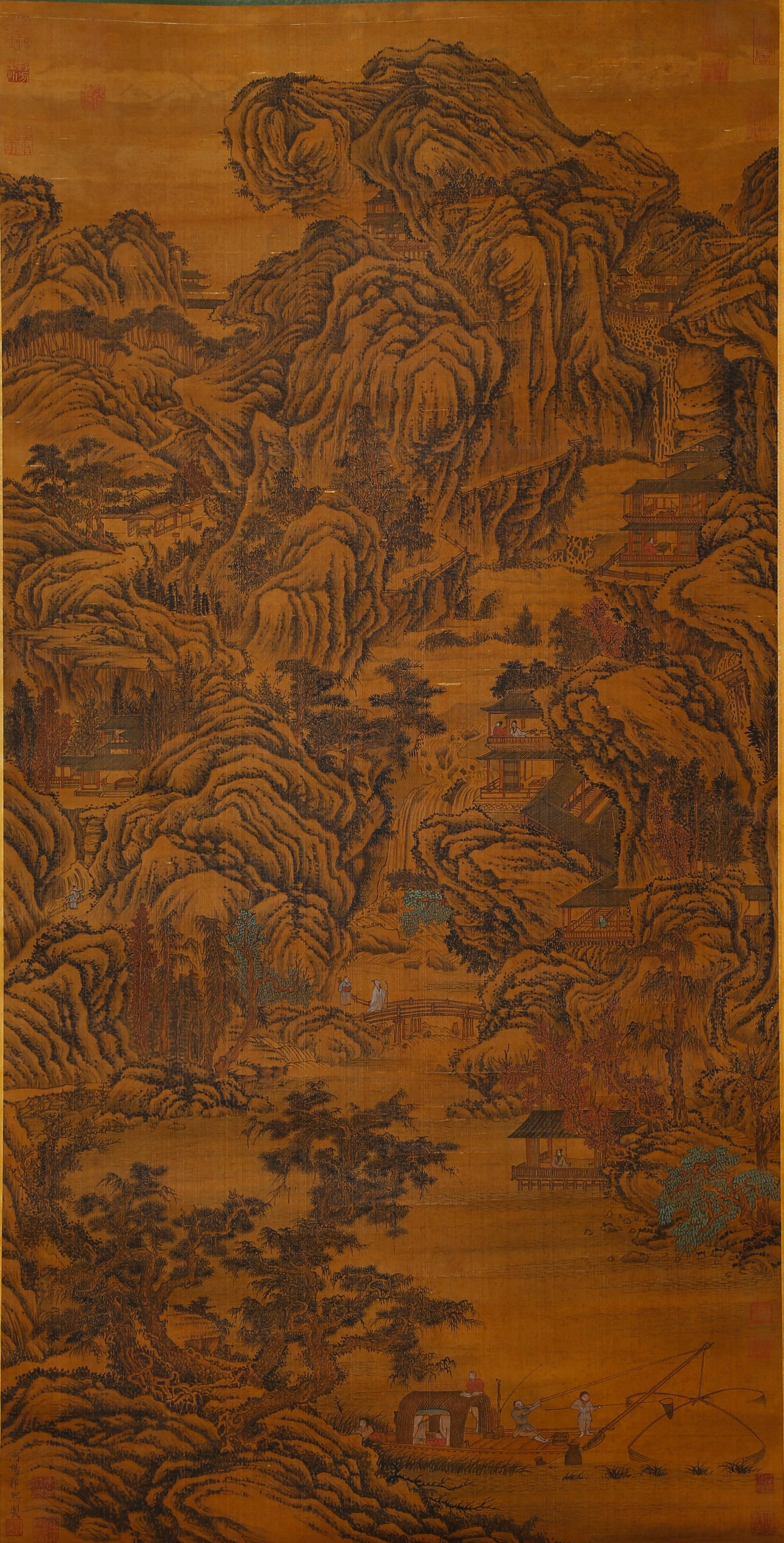 A LANDSCAPE PAINTING ON SILK BY GUO XI.郭熙: Landscape Painting on Silk by Guo Xi.郭熙