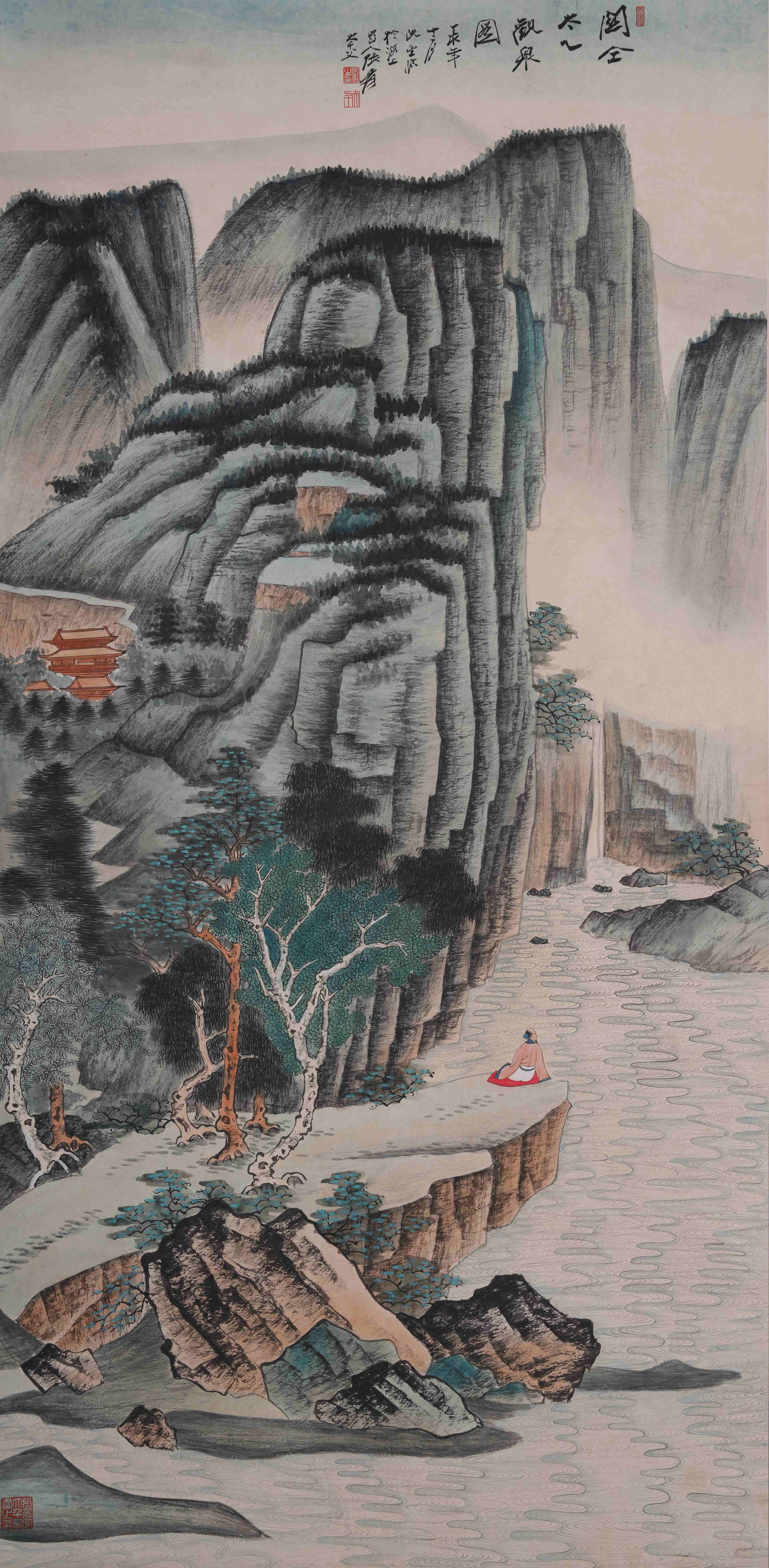 A LANDSCAPE PAINTING ON PAPER BY ZHANG DAQIAN.張大千 (1 of 9)