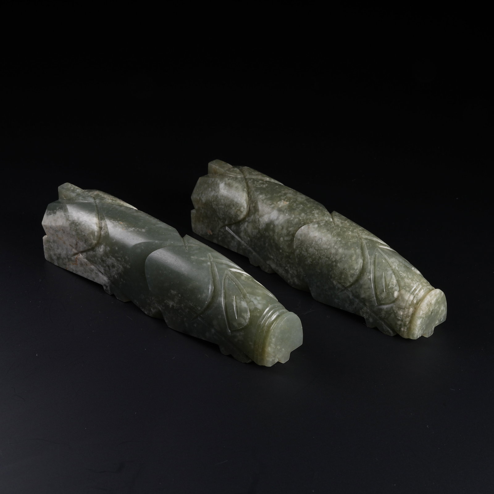A SET OF ANCIENT JADE HAND-HELD ORNAMENTS: Set of Ancient Jade Hand-held Ornaments