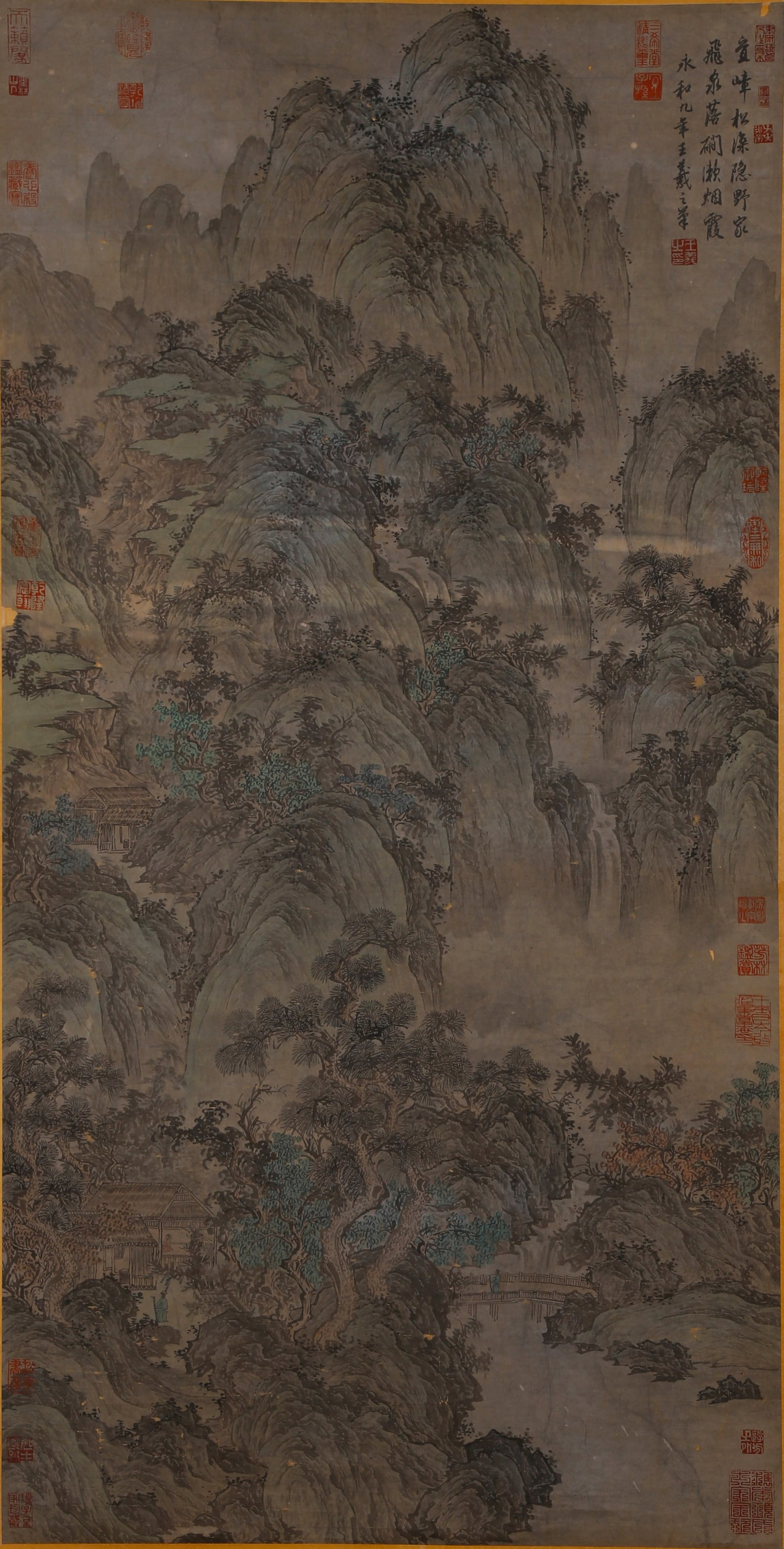 A LANDSCAPE PAINTING ON PAPER BY WANG XIZHI.王羲之: Landscape Painting on Paper by Wang Xizhi.王羲之