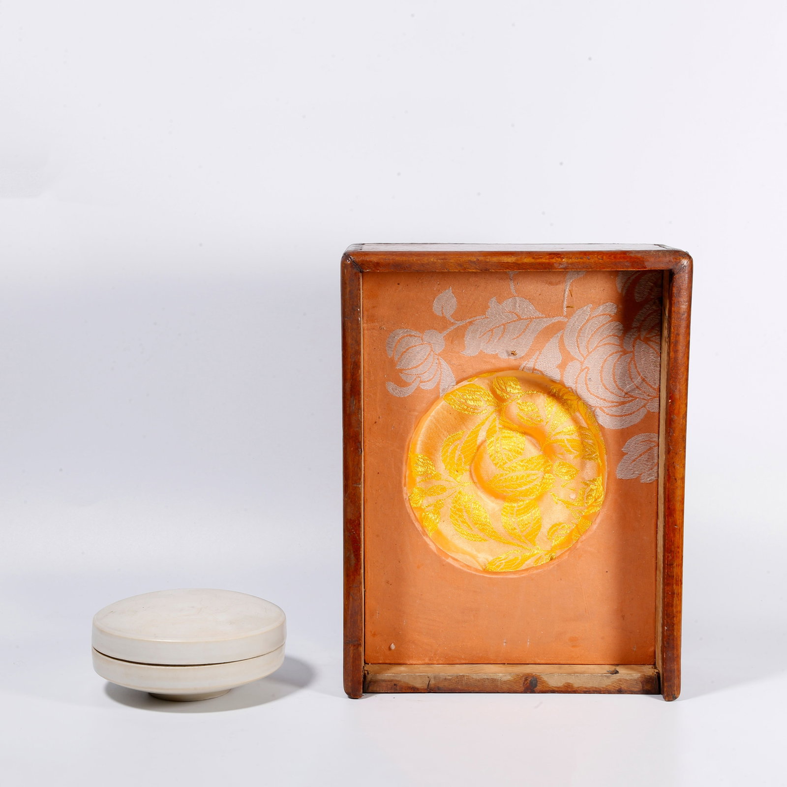 A DING KILN INK PASTE BOX WITH DRAGON PATTERNS: Ding Kiln Ink Paste Box with Dragon Patterns