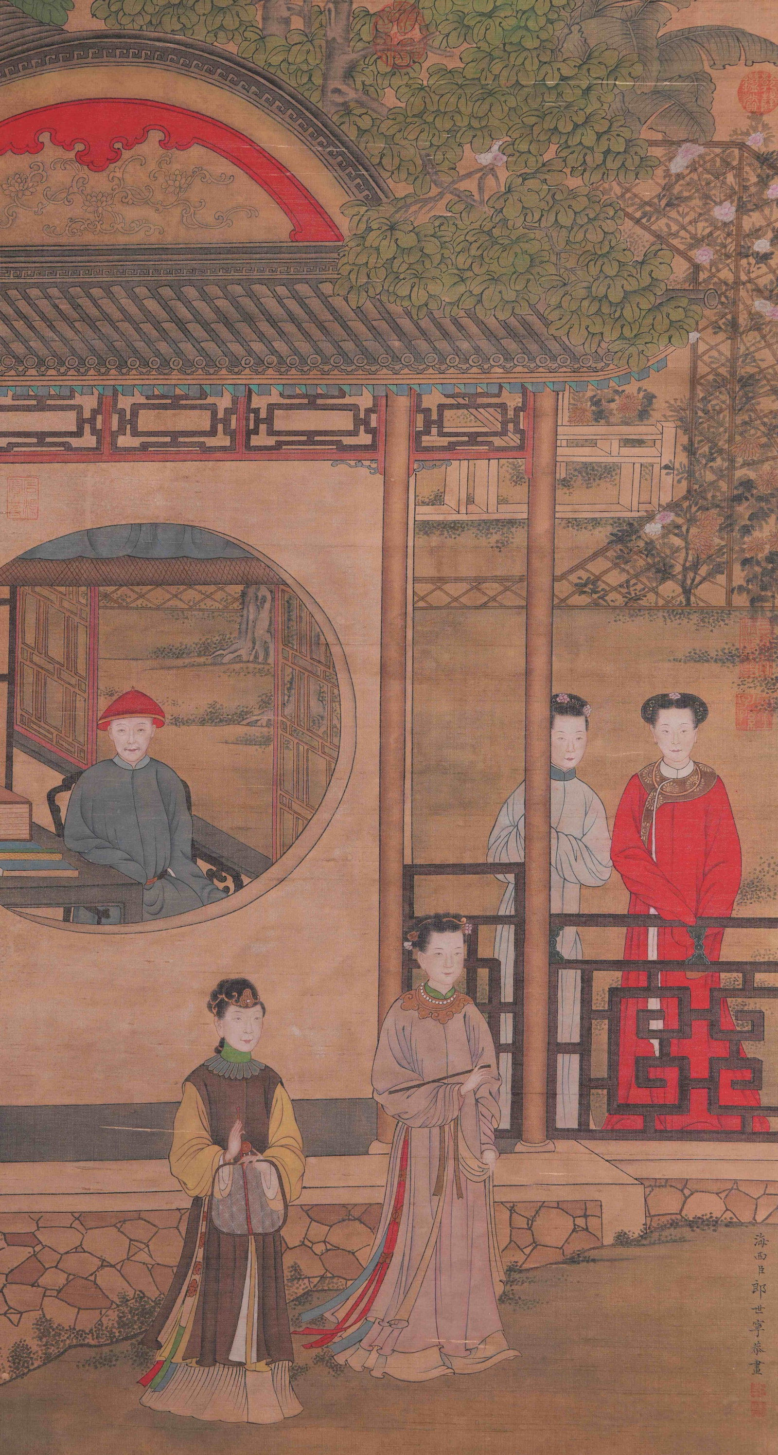 A FIGURE PAINTING ON SILK BY GIUSEPPE CASTIGLIONE.郎世寧 (1 of 11)
