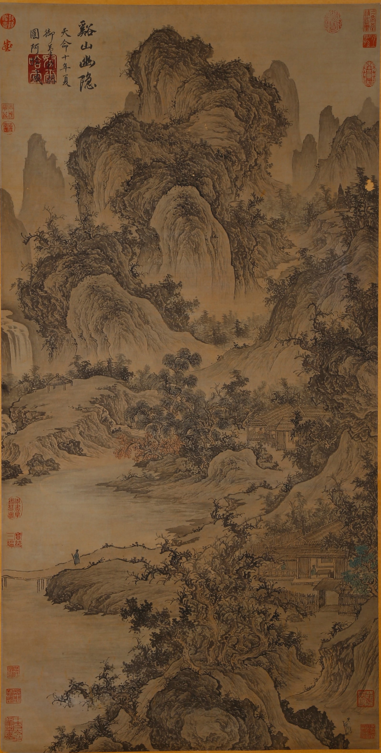 A LANDSCAPE PAINTING ON PAPER BY NURHACI.努爾哈赤: Landscape Painting on Paper by Nurhaci.努爾哈赤