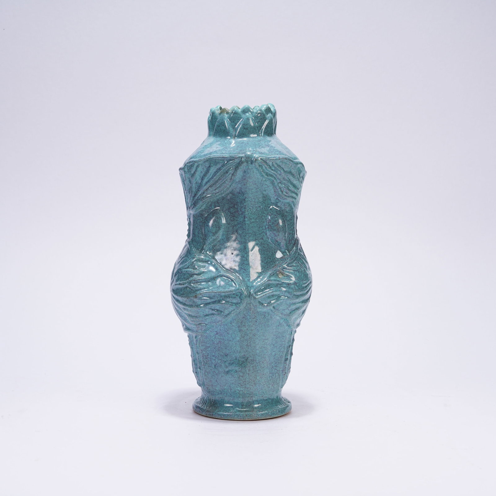 A LUJUN GLAZED THREE-TIERED LOTUS FLOWER VASE (1 of 9)