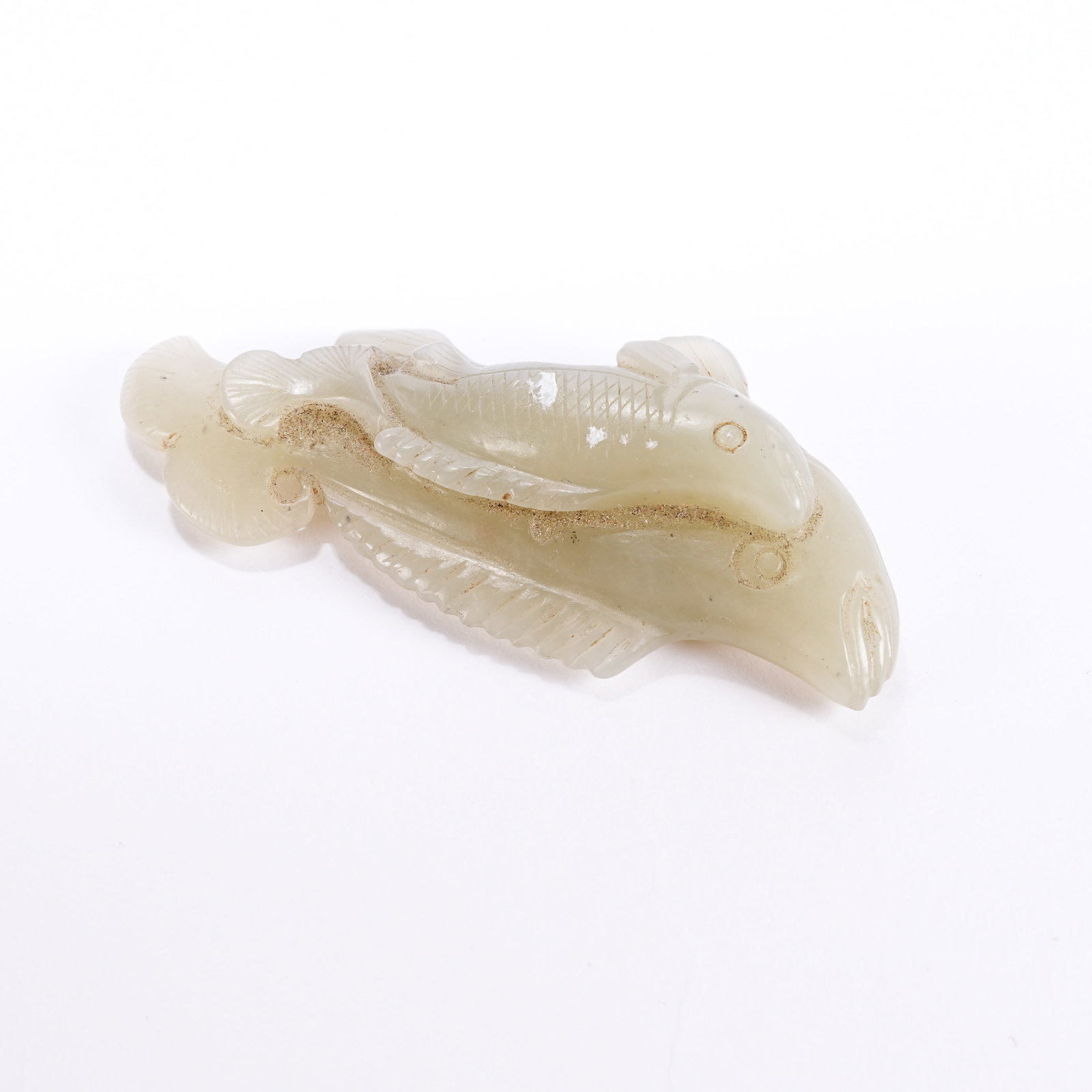 A HETIAN JADE FISH ORNAMENT: Hetian Jade Fish Ornament