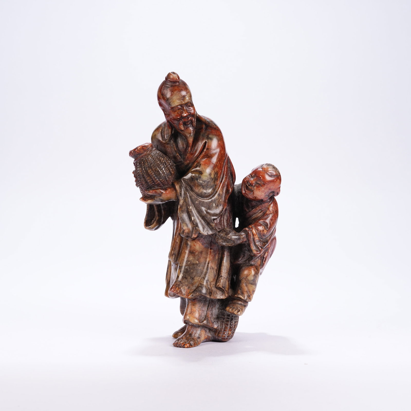 A SHOUSHAN STONE FISHERY JOY ORNAMENT: Shoushan Stone Fishery Joy Ornament
