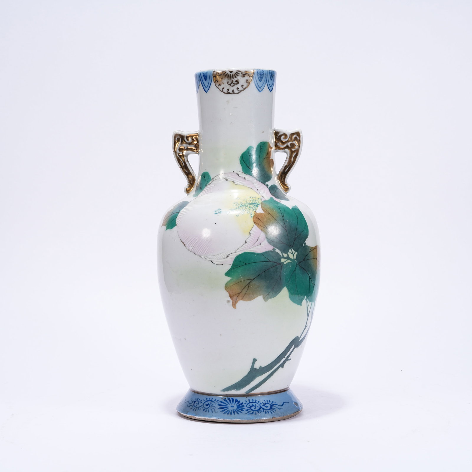 A ANIMAL-EARED ZUN VASE WITH FLORAL PATTERNS IN FAMILLE ROSE: Animal-eared Zun Vase with Floral Patterns in Famille Rose