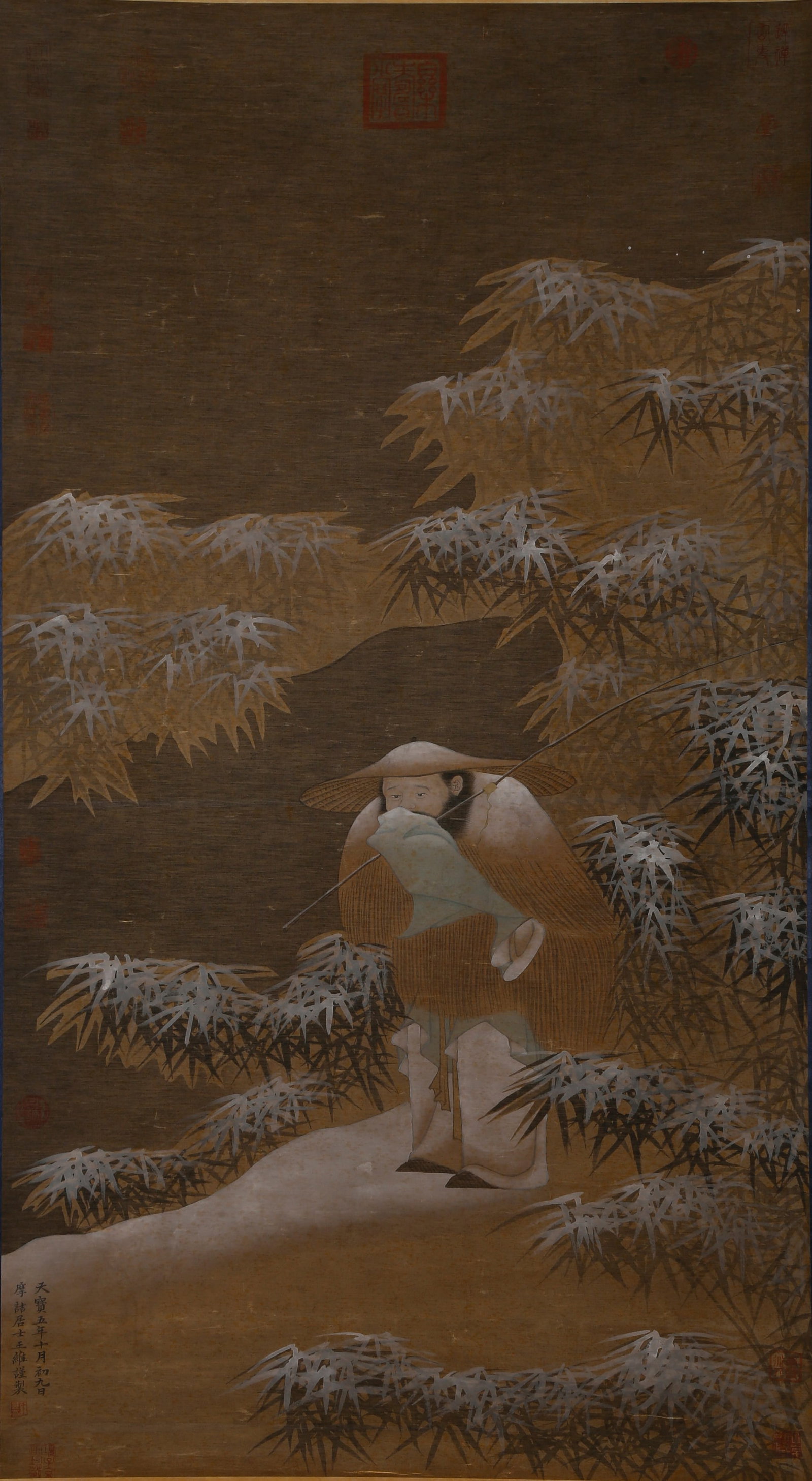 A FIGURE PAINTING ON SILK BY WANG WEI.王維: Figure Painting on Silk by Wang Wei.王維