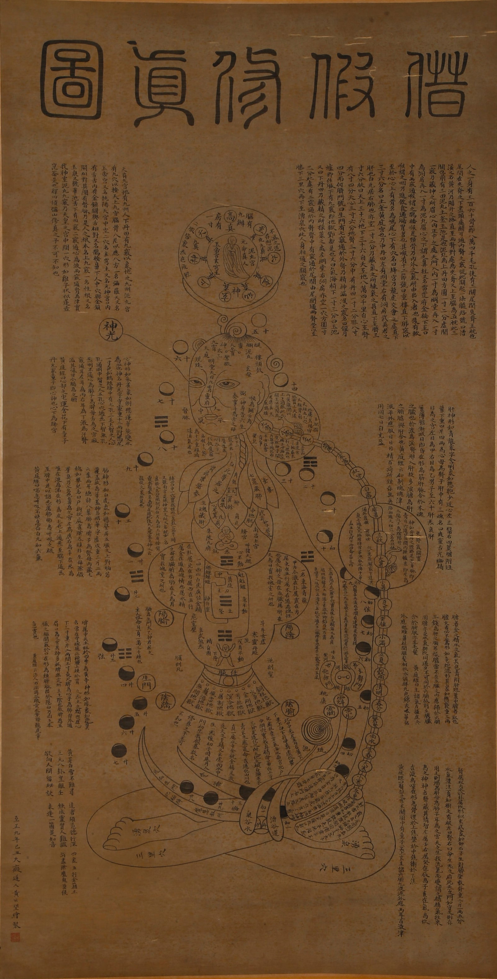 A SOLAR TERMS PAINTING ON SILK BY HUANG GONGWANG.黃公望: Solar Terms Painting on Silk by Huang Gongwang.黃公望